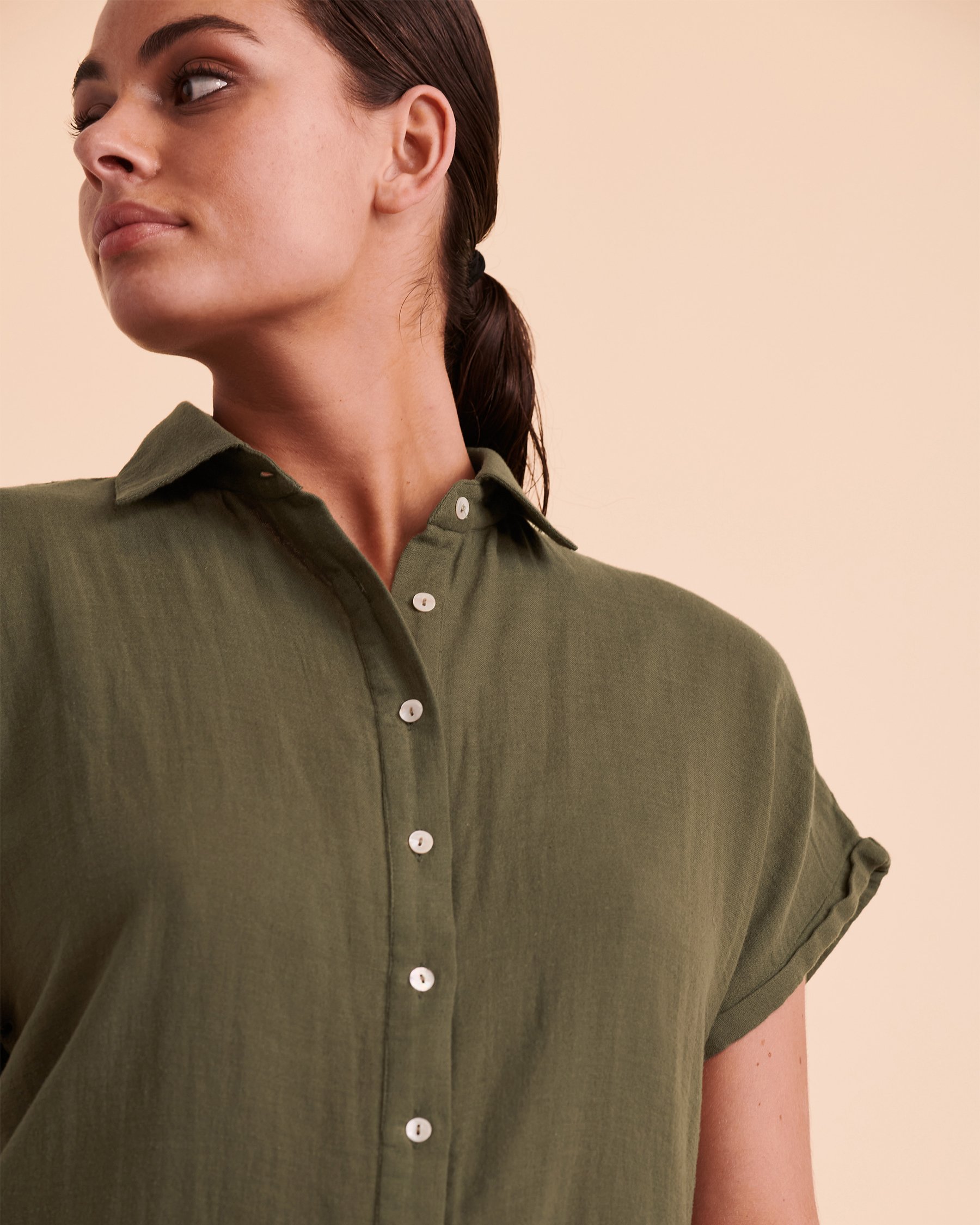 COVER ME Button-down Romper Khaki 22026287 - View4