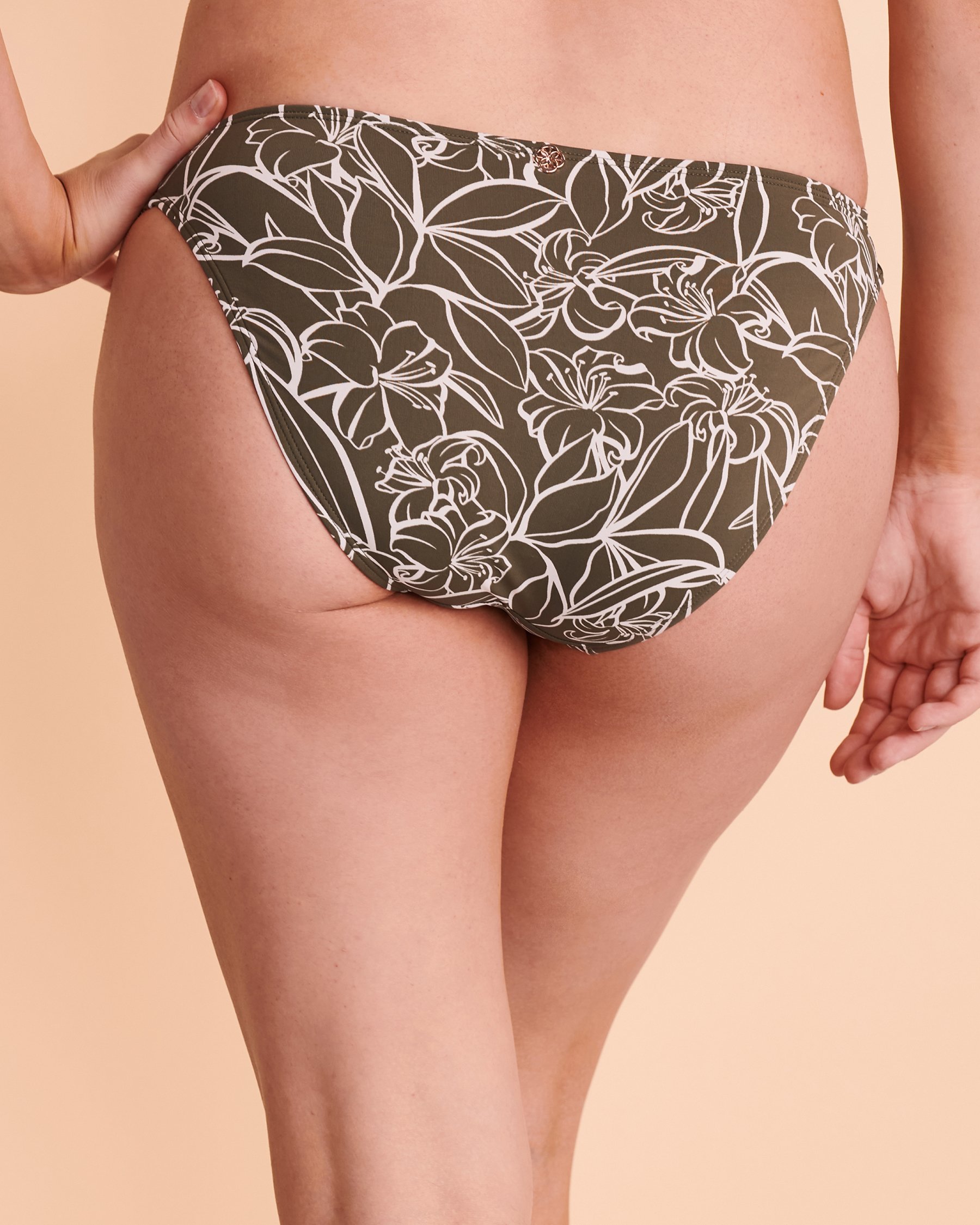TURQUOISE COUTURE EVERGREEN Gathered Sides Bikini Bottom Floral khaki 01300088 - View2