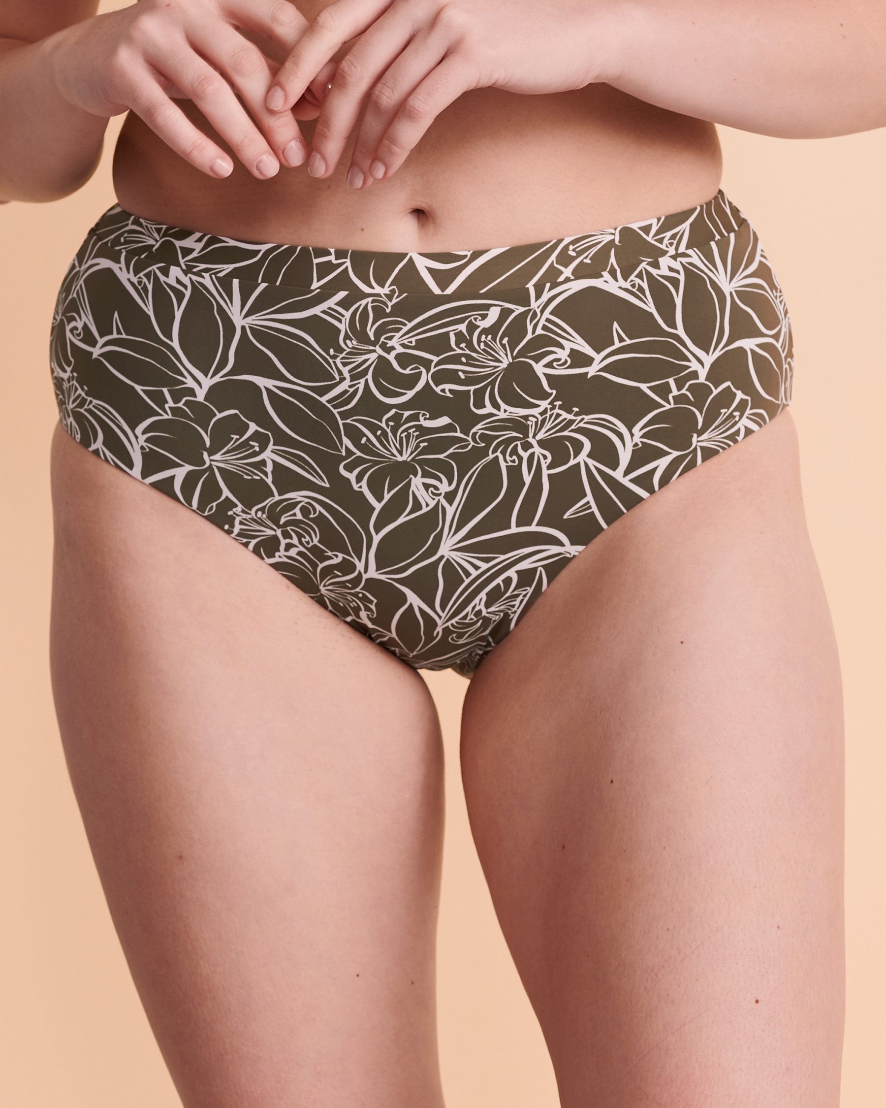 TURQUOISE COUTURE EVERGREEN High Waist Bikini Bottom Floral khaki 01300089 - View1