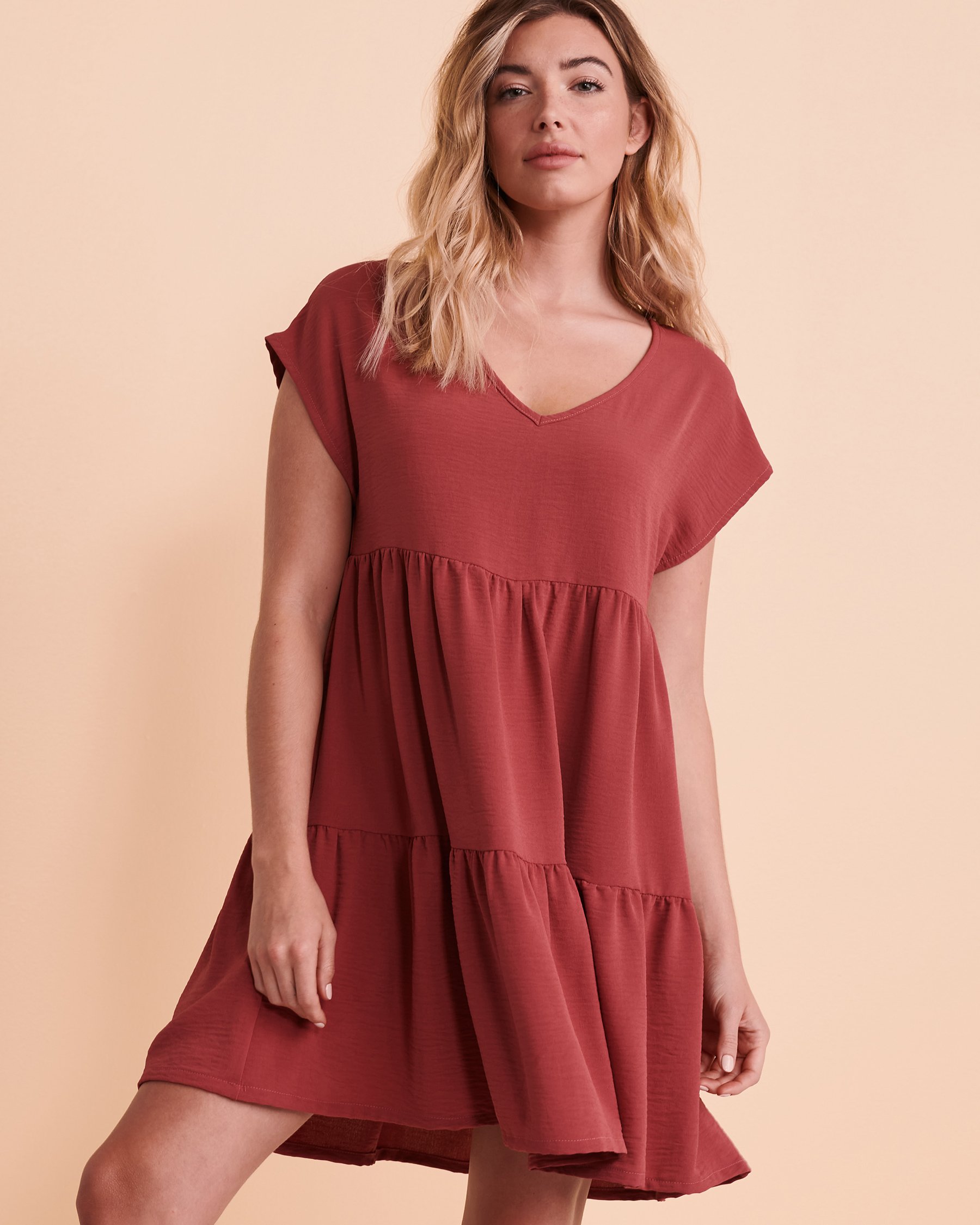 COVER ME Tiered Short Dress Raspberry 22022573 - View5