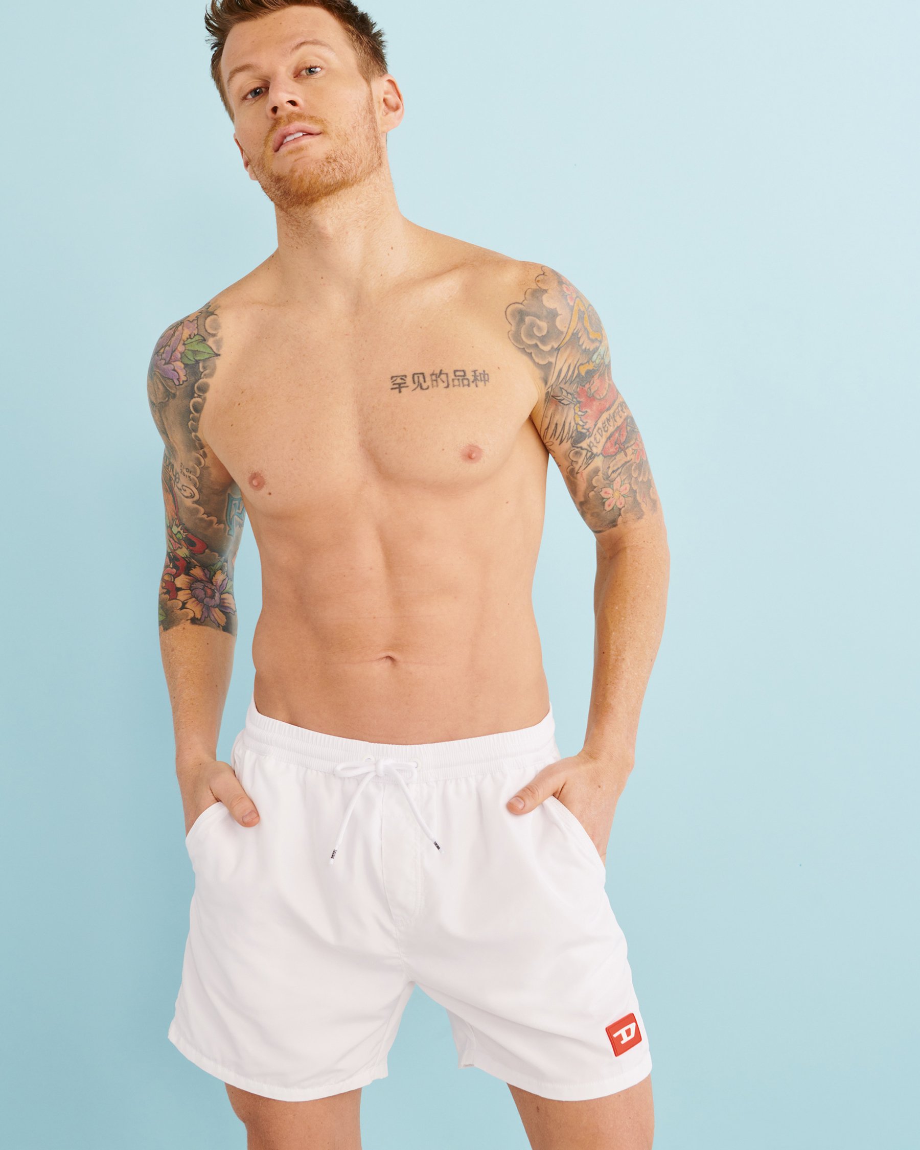DIESEL Maillot volley CAYBAY Blanc A052630QEAP - View5