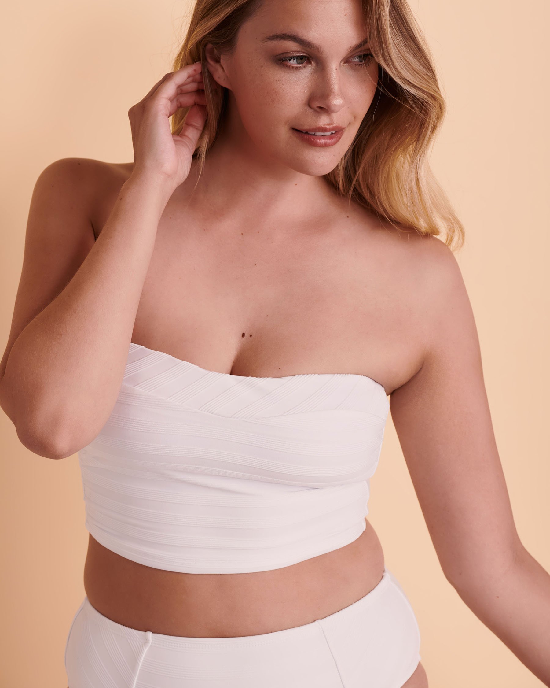 LA BLANCA Haut de bikini bandeau LINEA COSTA Blanc LB2CE72 - View3