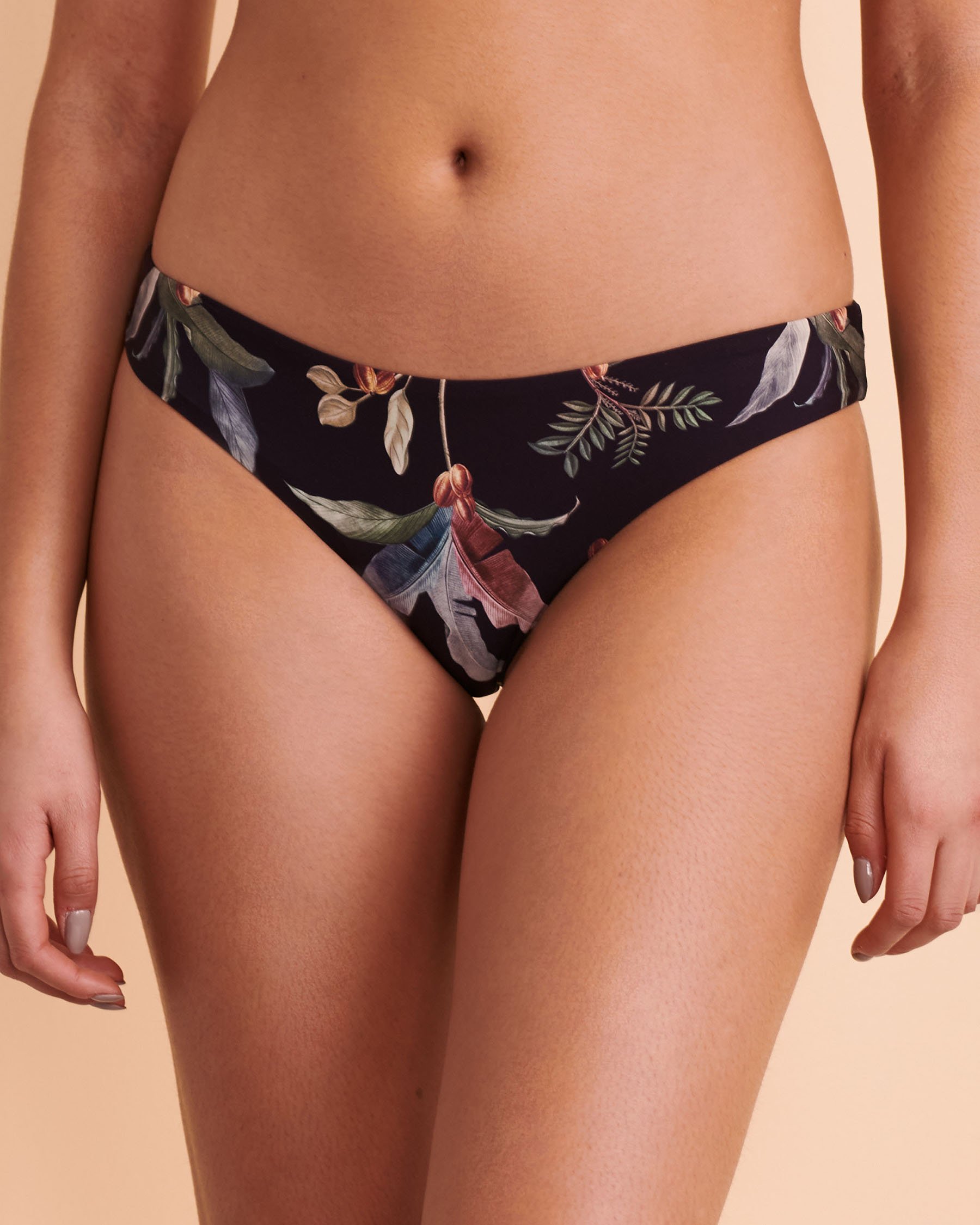 KIBYS DARK COCOA Orchid Cheeky Bikini Bottom Dark print 85174 - View1