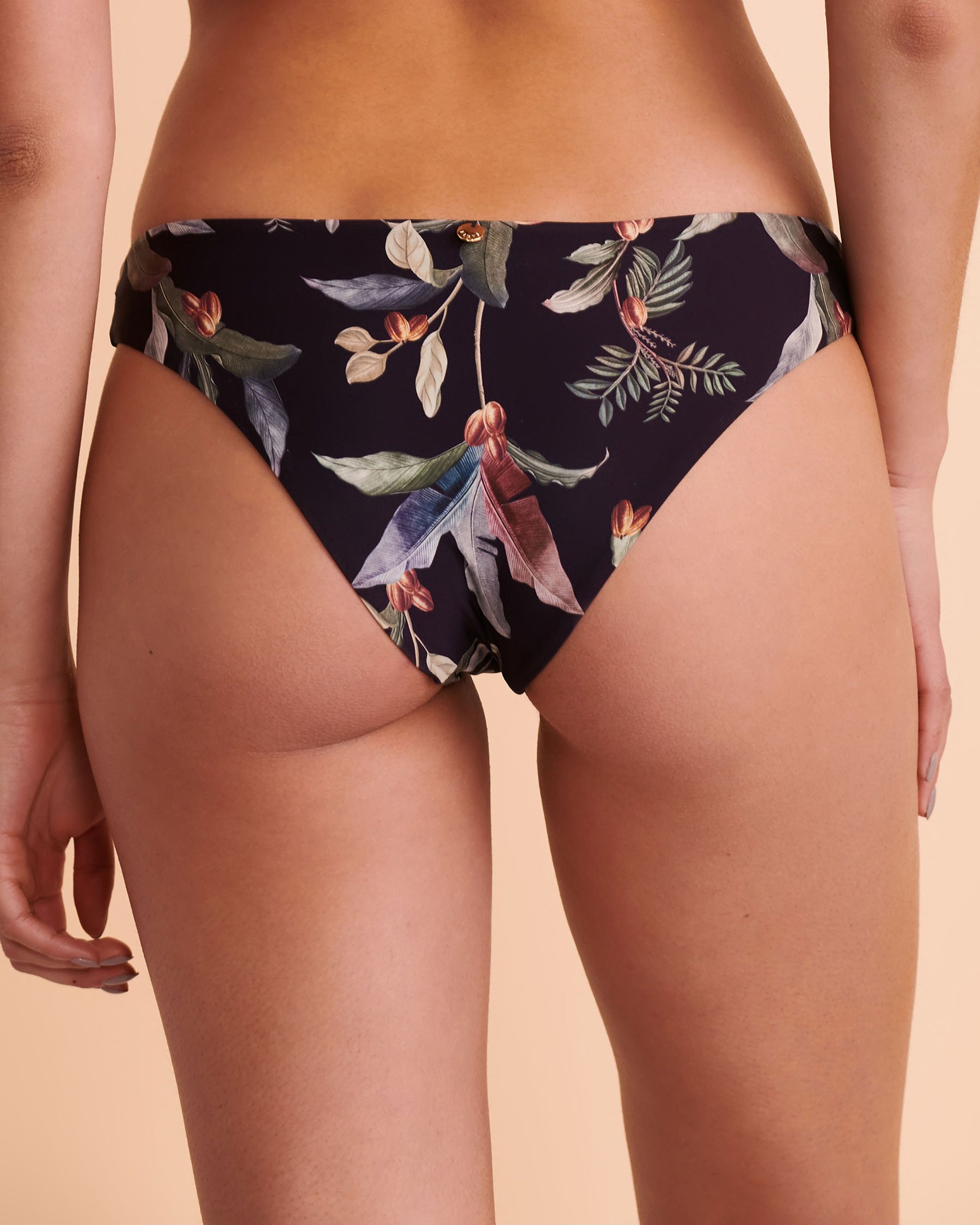 KIBYS DARK COCOA Orchid Cheeky Bikini Bottom Dark print 85174 - View2