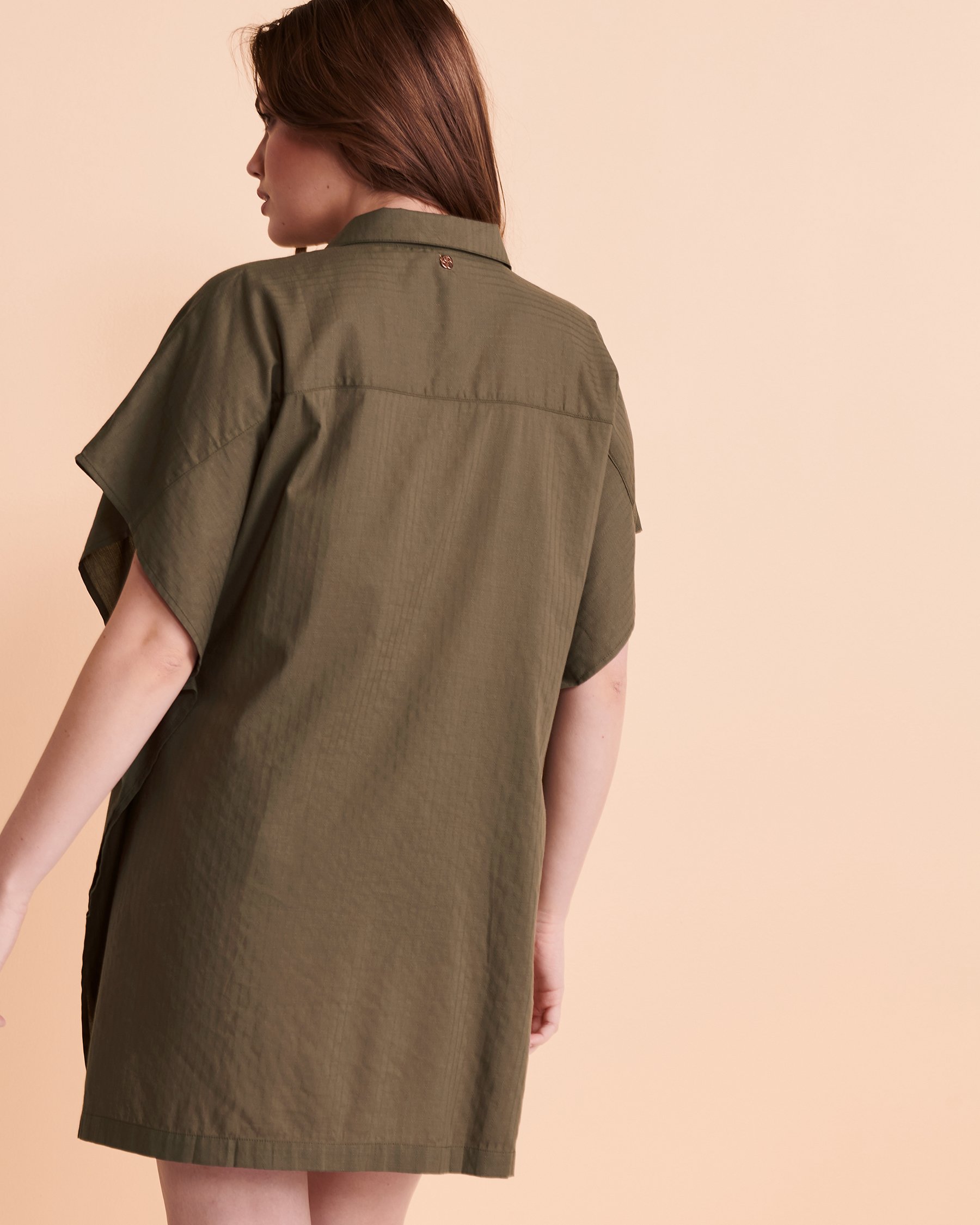 TURQUOISE COUTURE Button-down Poncho Khaki 02400013 - View2