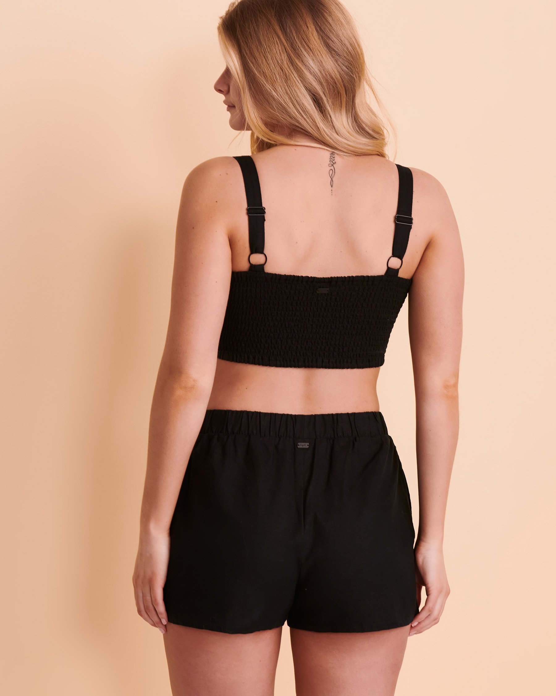 TROPIK Crop Cami with Buttons Black 02100011 - View2
