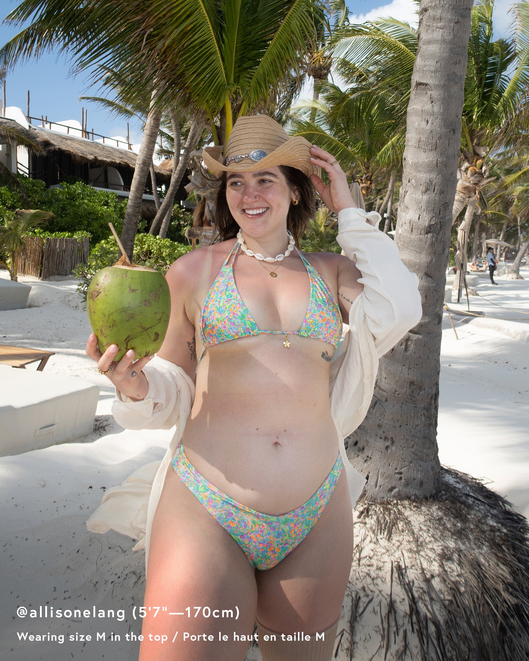 KULANI KINIS Spring Fling Triangle Flower Charm Bikini Top Green Floral TOP155SPRF - View2