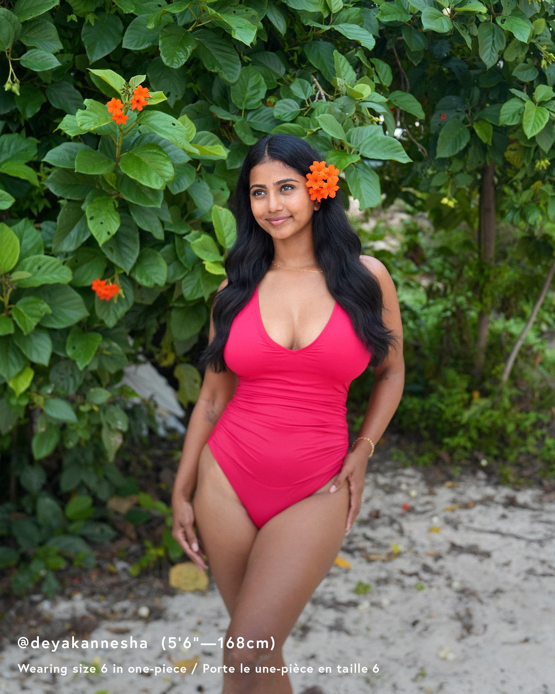 ANNE COLE Maillot de bain une-pièce à col en V et dos croisé Live In Color Rouge rubis 26MO09101 - Voir1