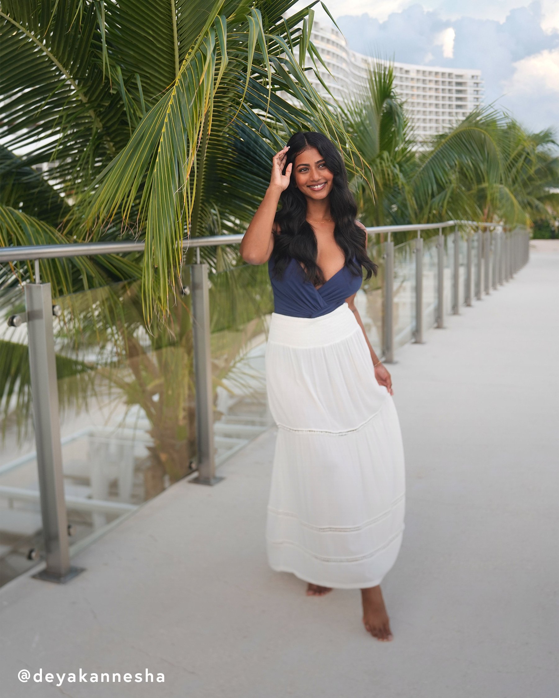 Deya in the Off The Beach long white skirt - Bikini Village
