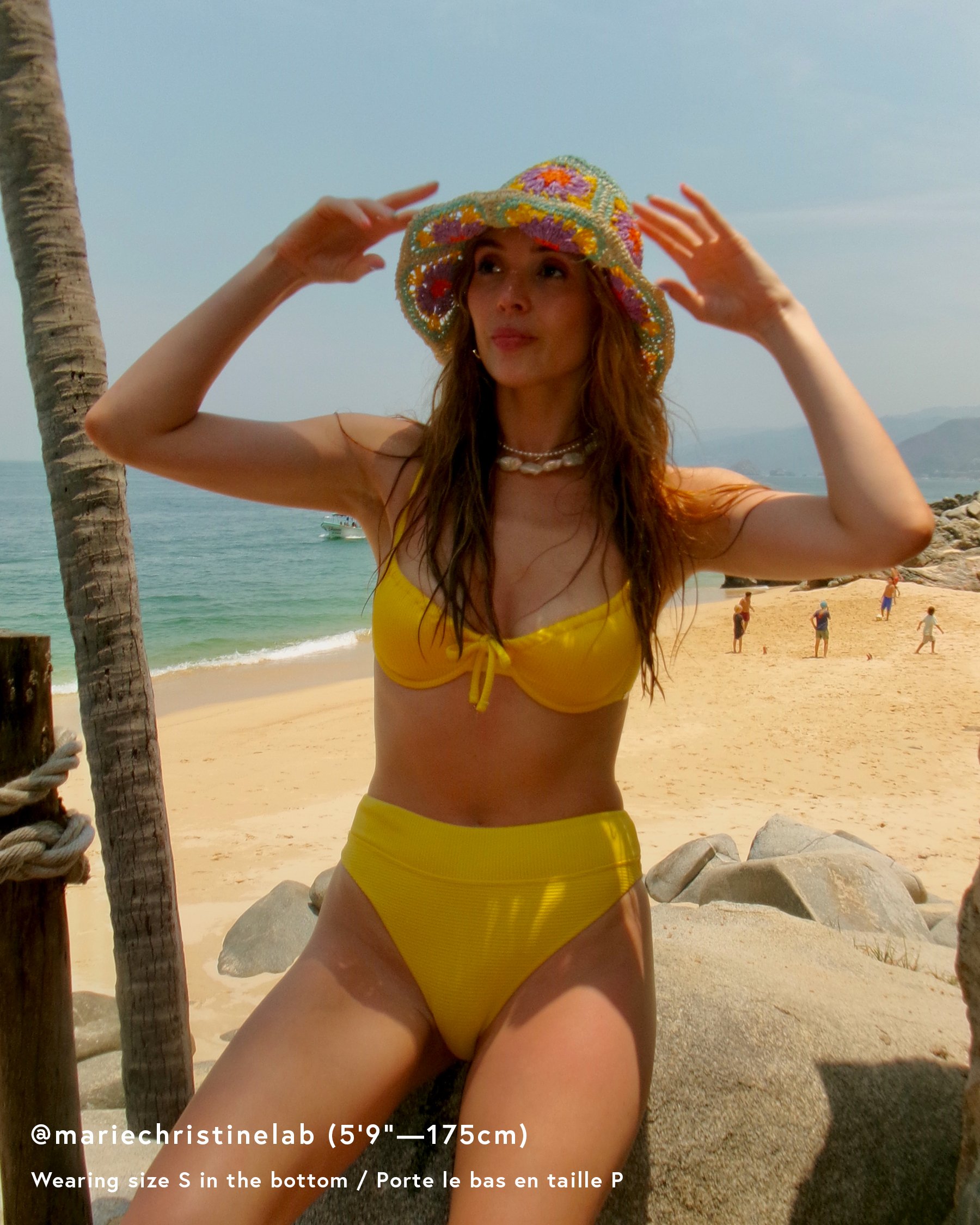 TROPIK Candy Mid Waist Cheeky Ribbed Bikini Bottom Sunshine Yellow 01300404 - View2