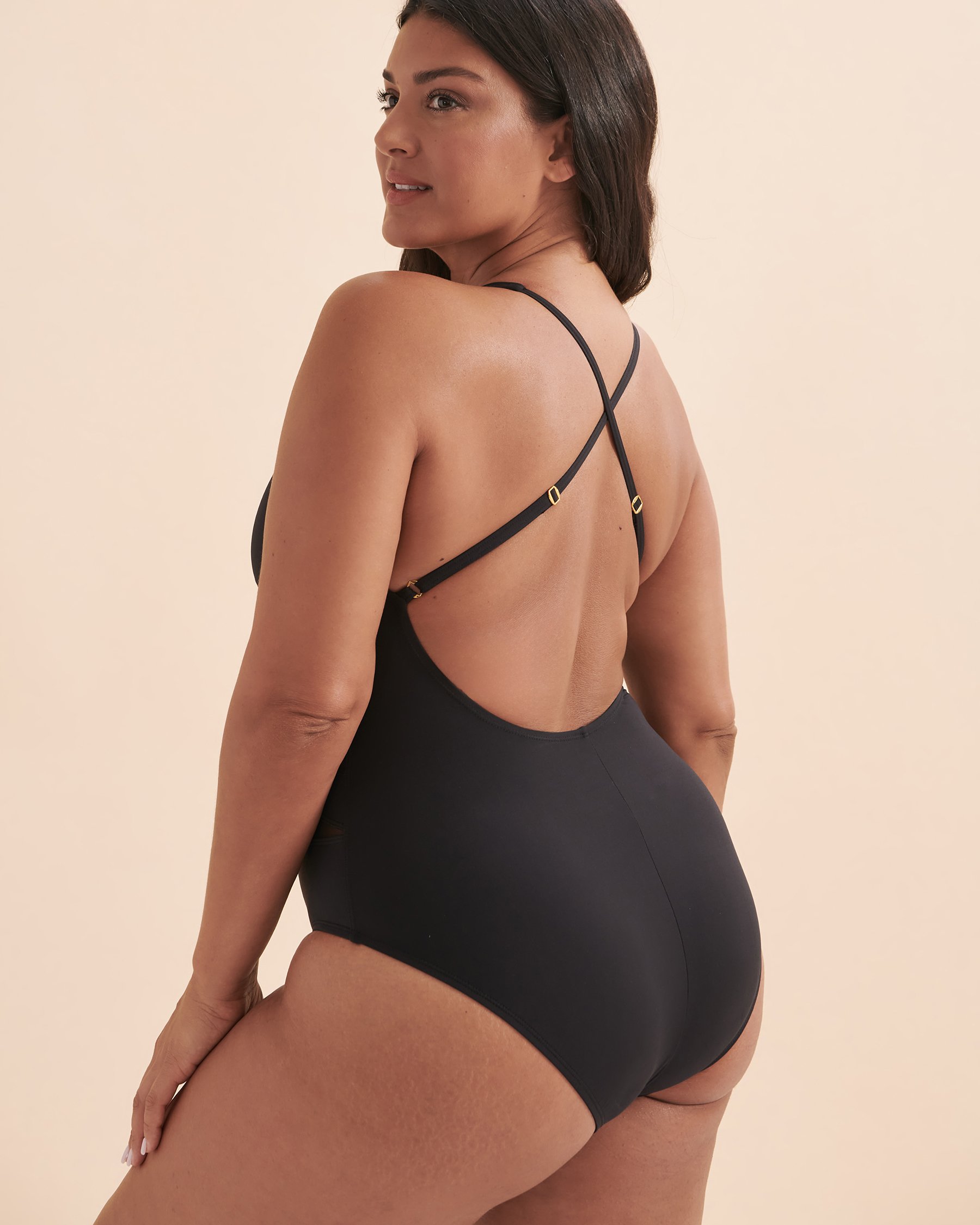 BLEU ROD BEATTIE Don't Mesh with Me V-neck One-piece Swimsuit Black RBDM23754 - View6