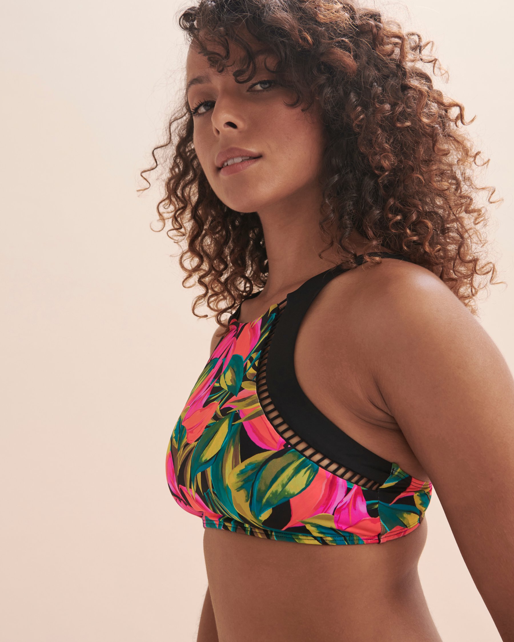 SKYE Haut de bikini encolure haute Castaway Tropical noir SK756172 - Voir7