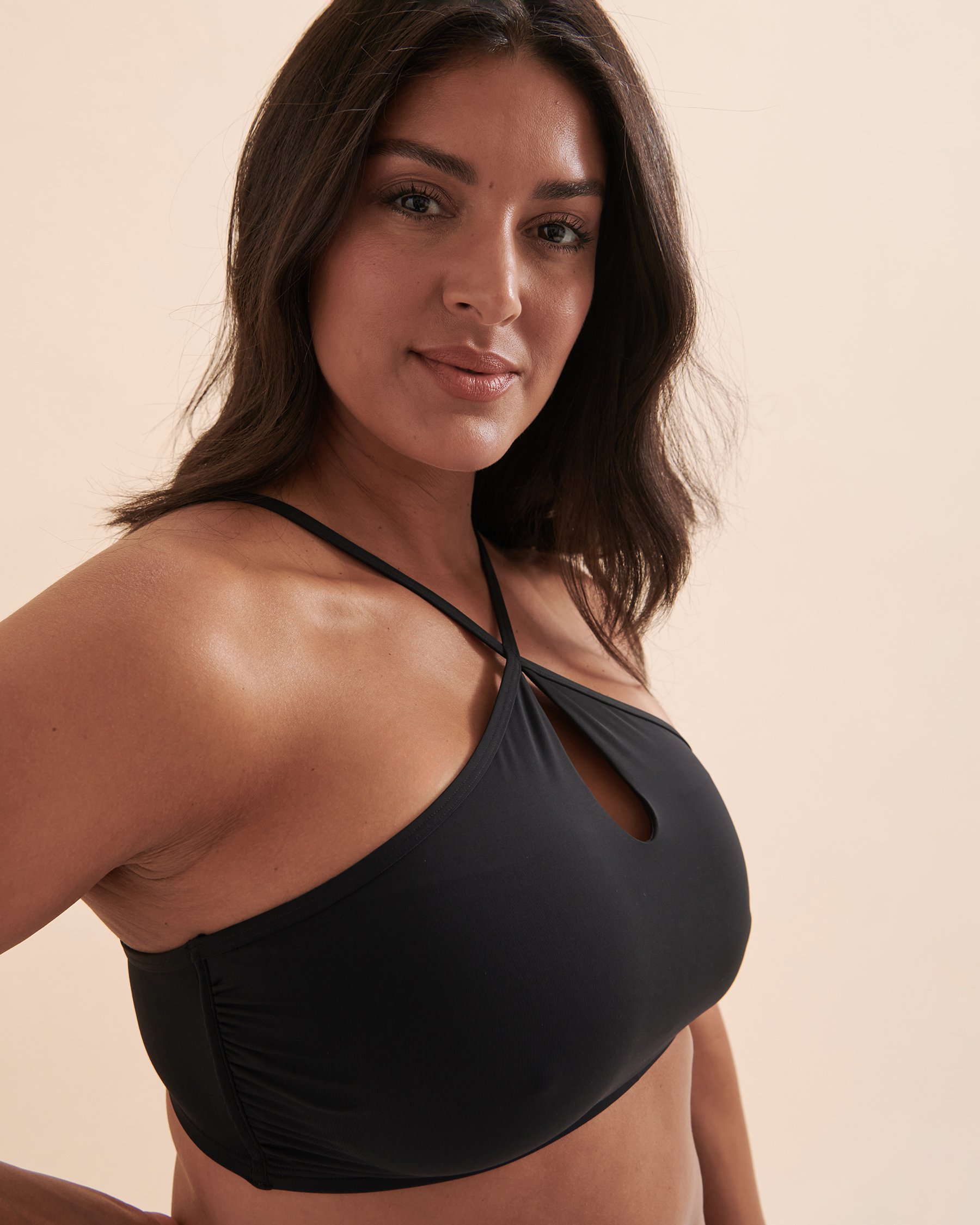 TROPIK Solid High Neck Bikini Top Black 01100220 - View9