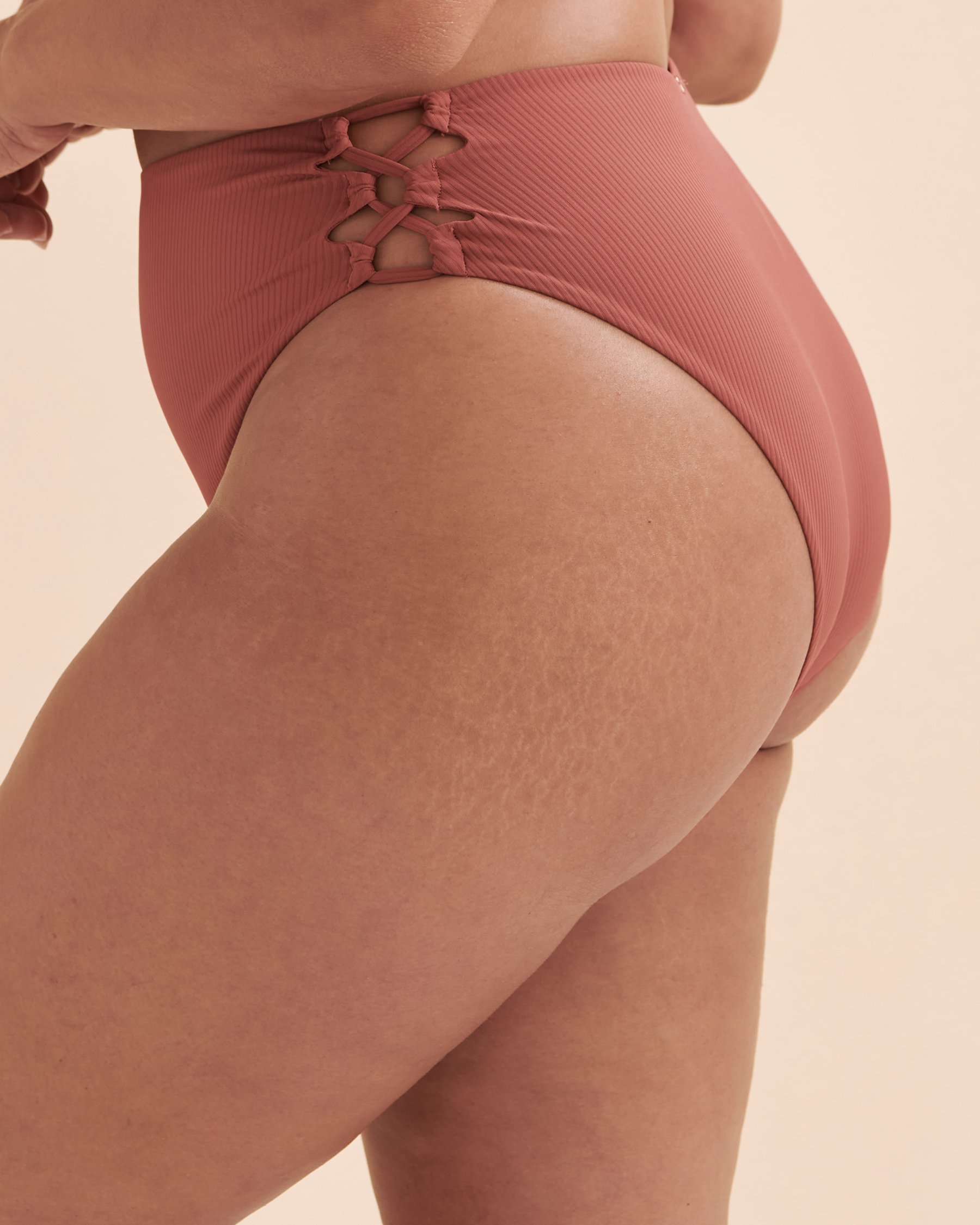 TROPIK Textured Side Tie High Waist Bikini Bottom Brown 01300236 - View3