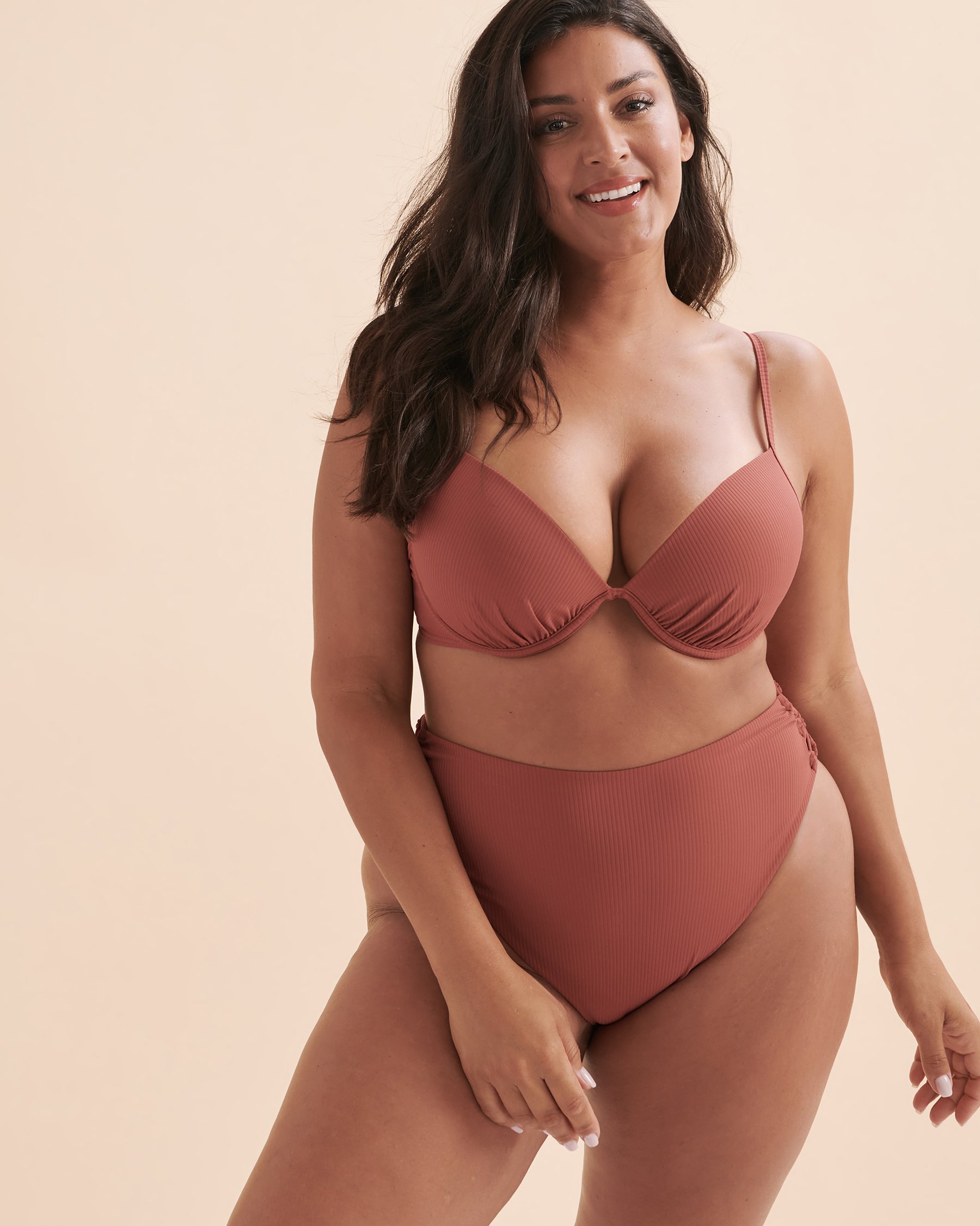 TROPIK Textured Side Tie High Waist Bikini Bottom Brown 01300236 - View2