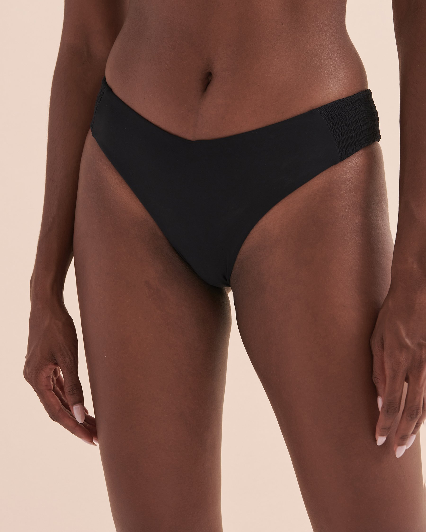 TROPIK Solid Thong Bikini Bottom Black 01300237 - View2