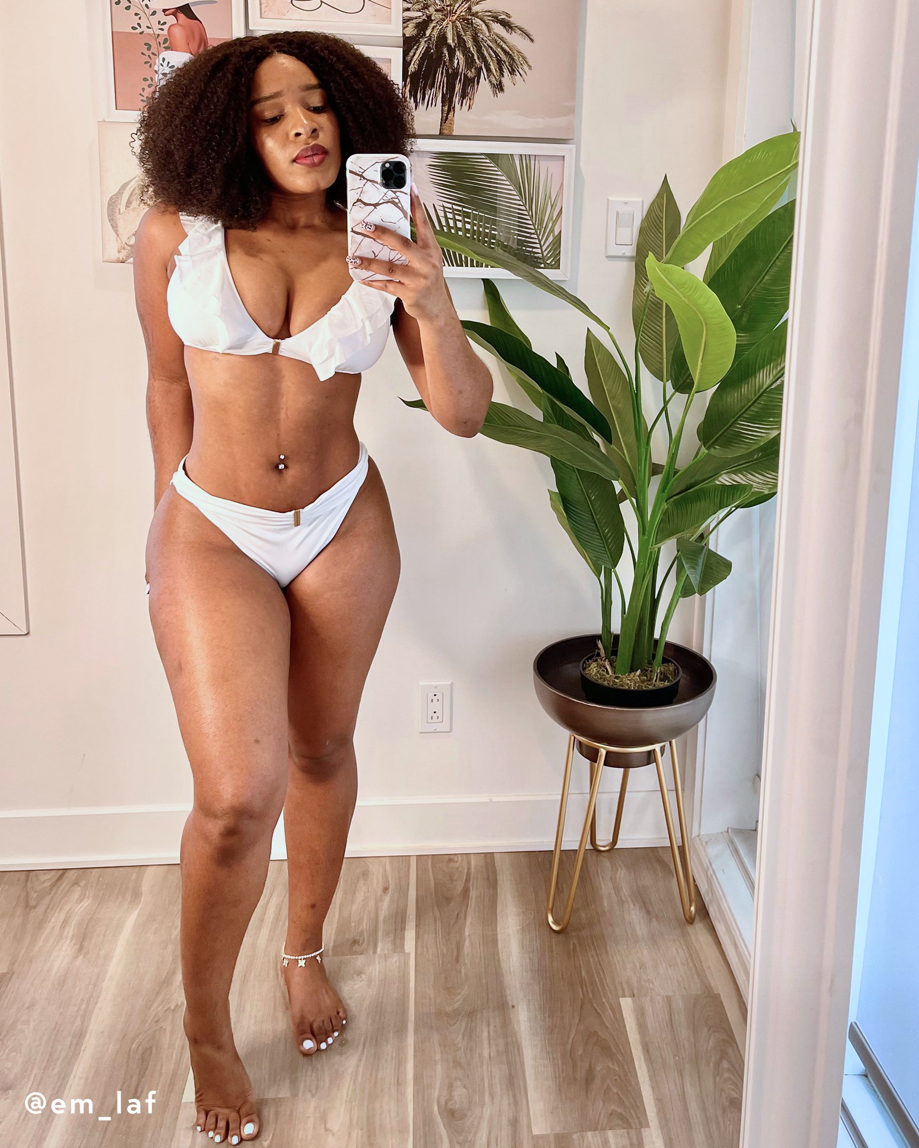 SANTEMARE Haut de bikini triangle dos noué RUFFLE Blanc 01100167 - View1