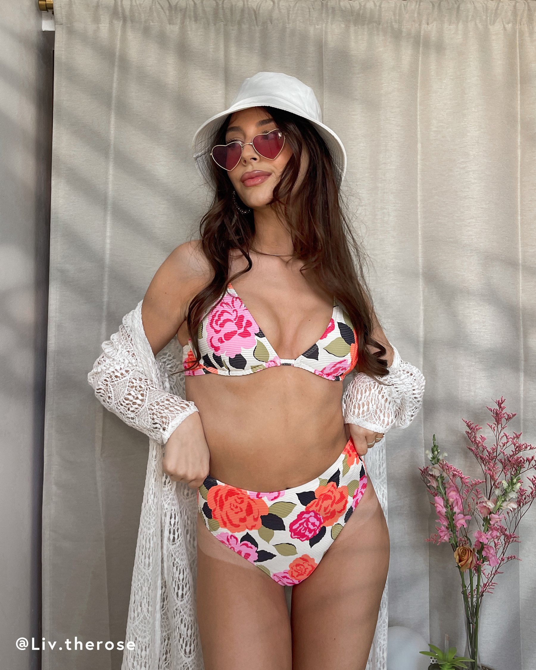 BILLABONG MAGIC GARDEN Plunge Bikini Top Big flowers ABJX300684 - View1