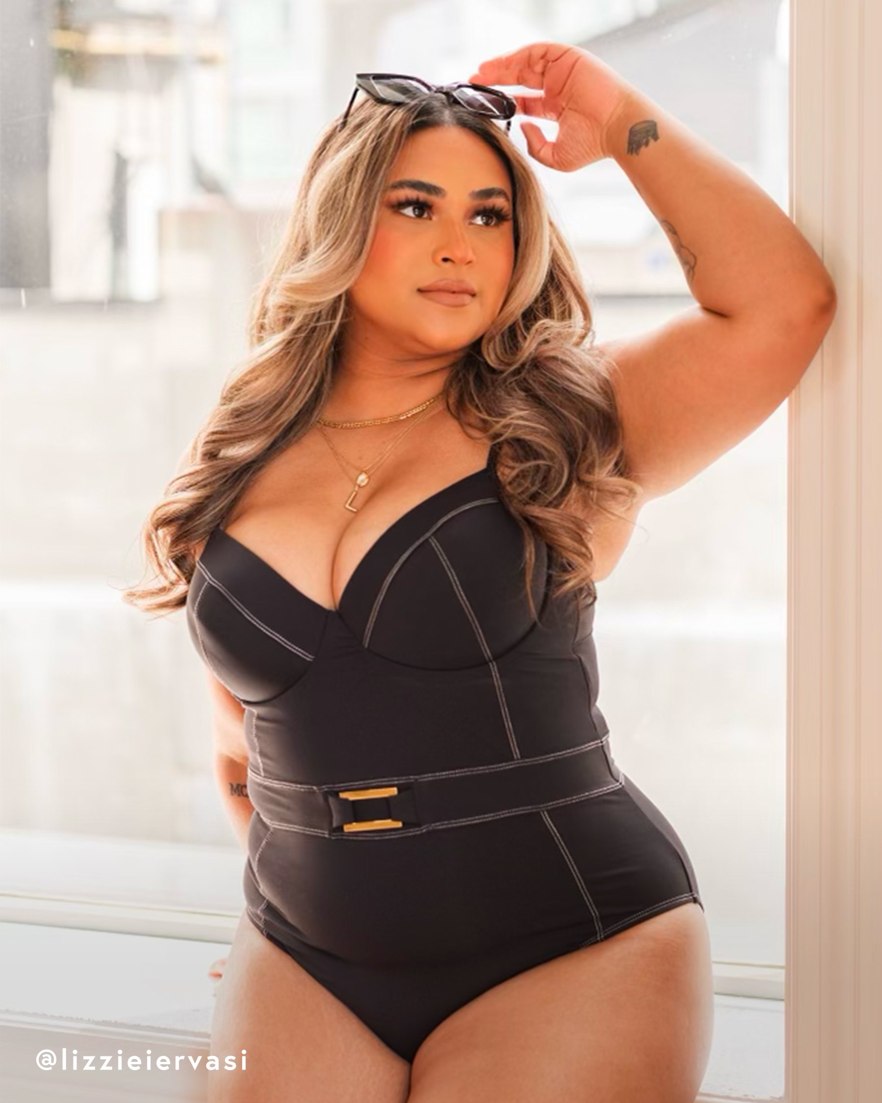 BLEU ROD BEATTIE Maillot une-pièce avec ceinture A FINE LINE Noir RBFL23228H - Voir1