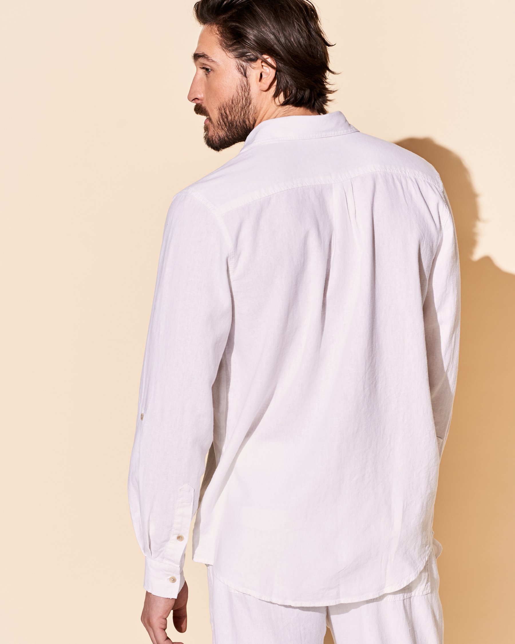 OCEAN Linen long sleeve shirt Ocean WHITE 696-785-1-00 - View2