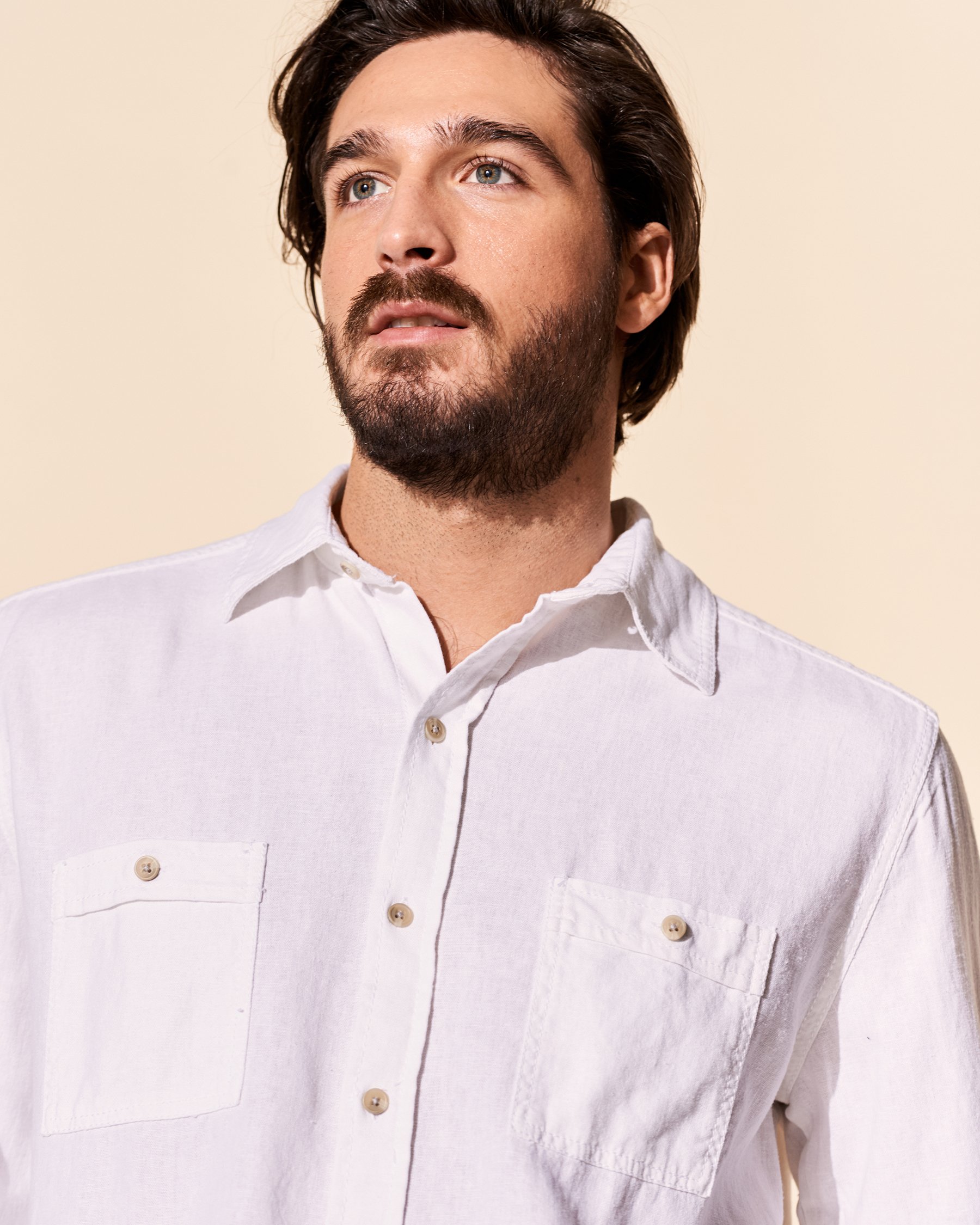 OCEAN Linen long sleeve shirt Ocean WHITE 696-785-1-00 - View4