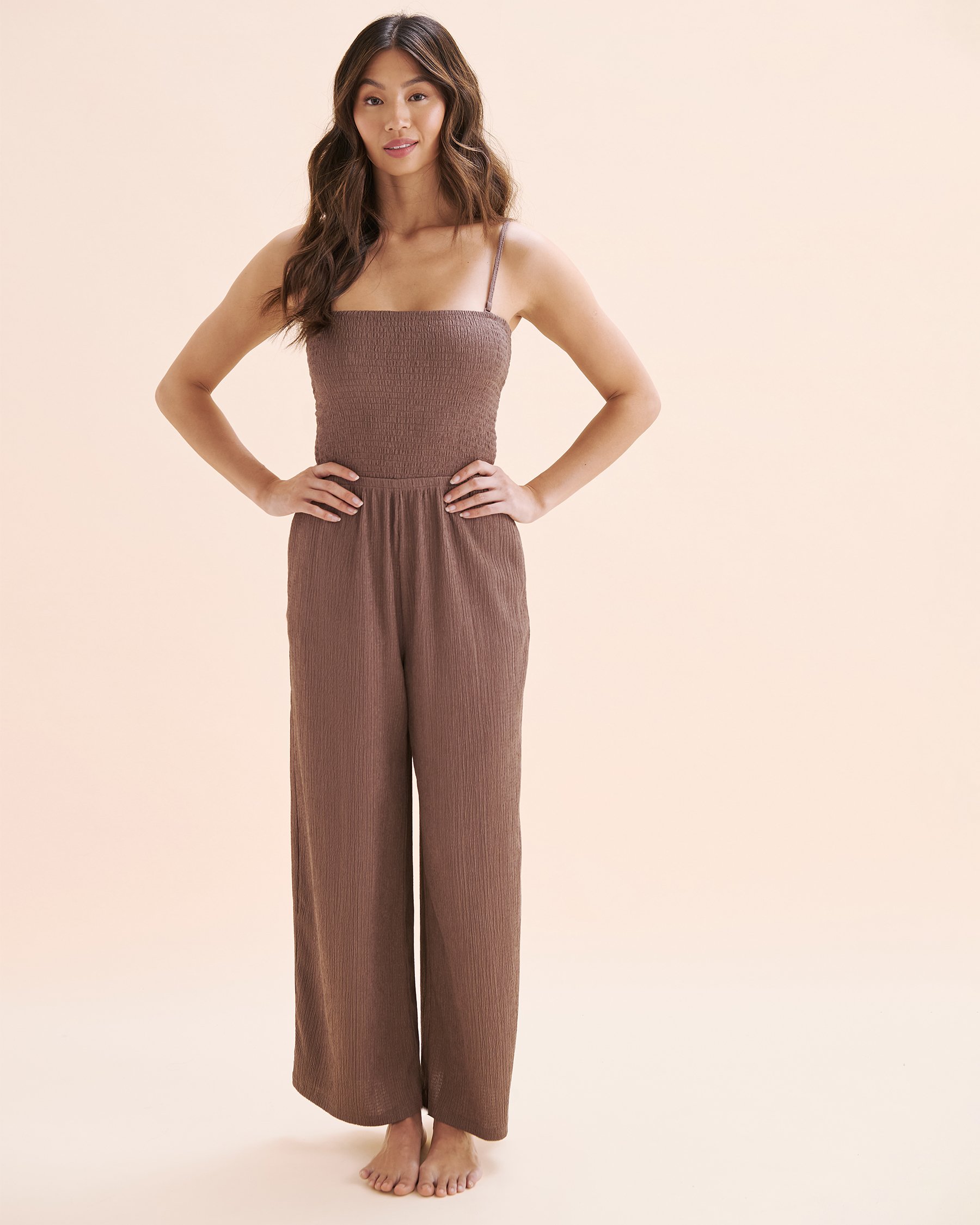 OFF THE BEACH Combinaison tube texturée Marron taupe foncé 02300152 - View5