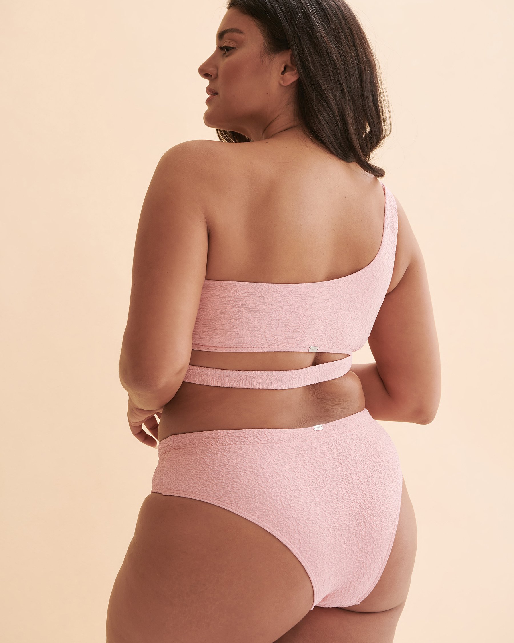 TROPIK Haut de bikini bandeau une épaule Textured Rose pivoine 01100200 - View4