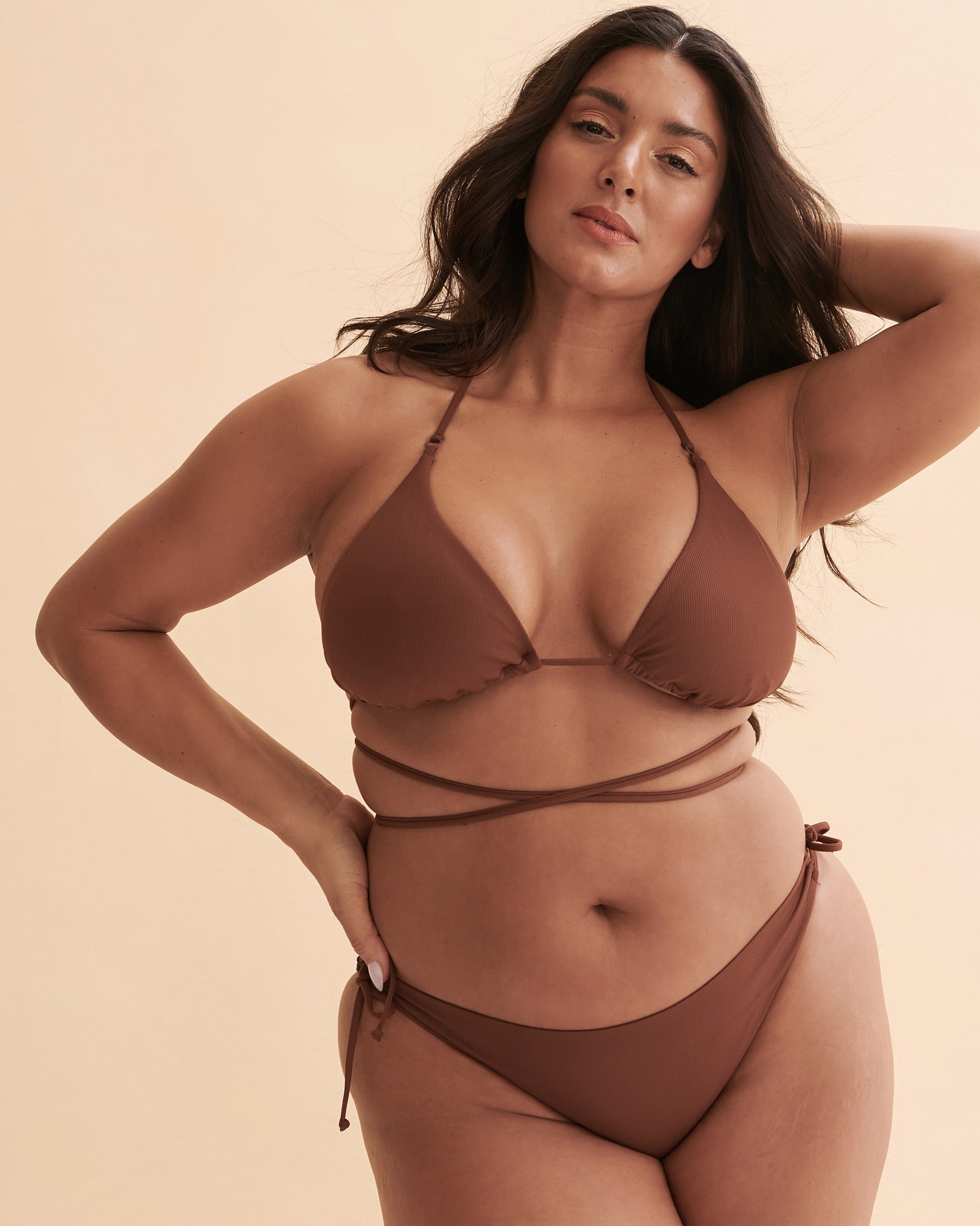 TROPIK Rib Triangle Bikini Top Brown 01100201 - View3
