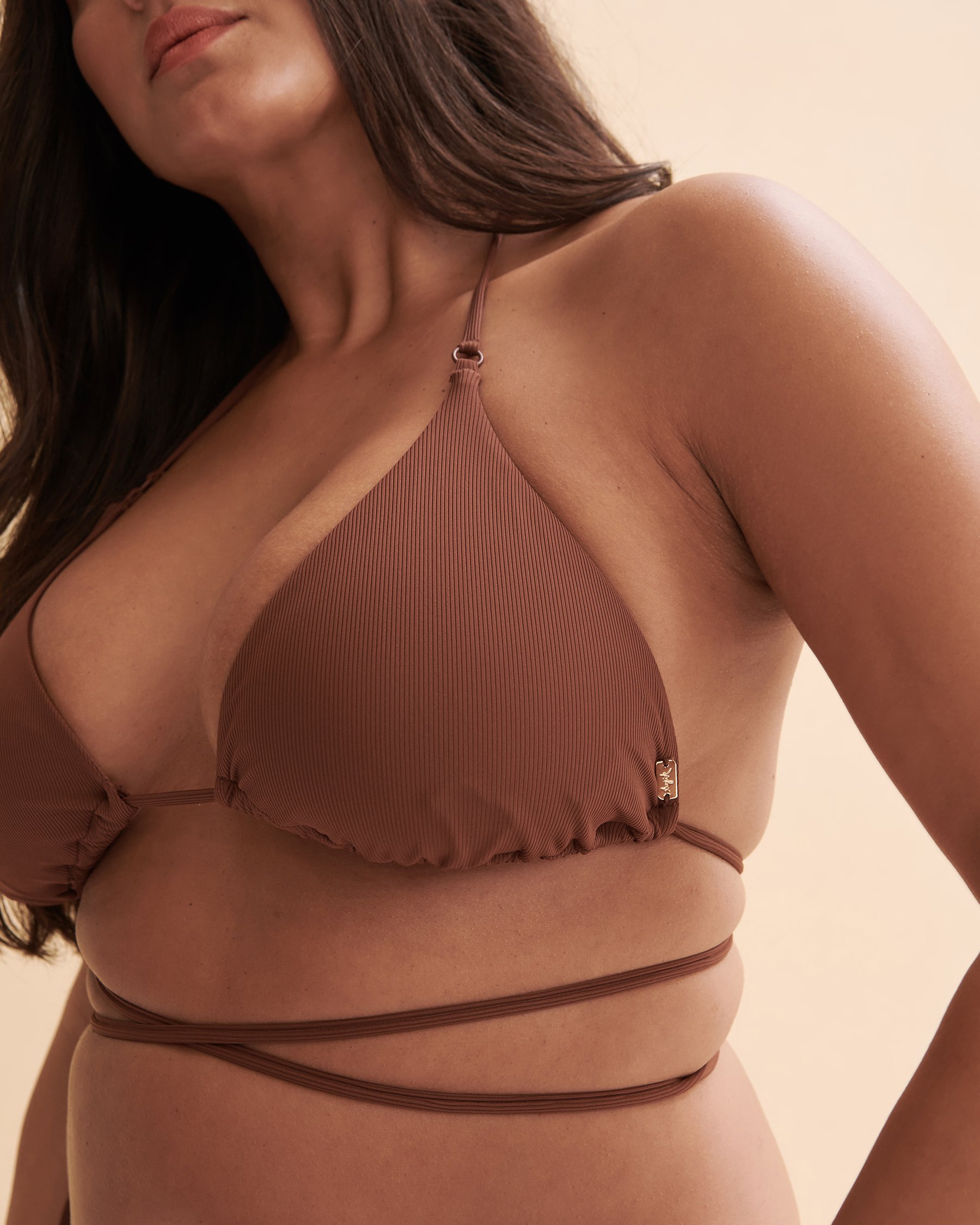 TROPIK Rib Triangle Bikini Top Brown 01100201 - View6
