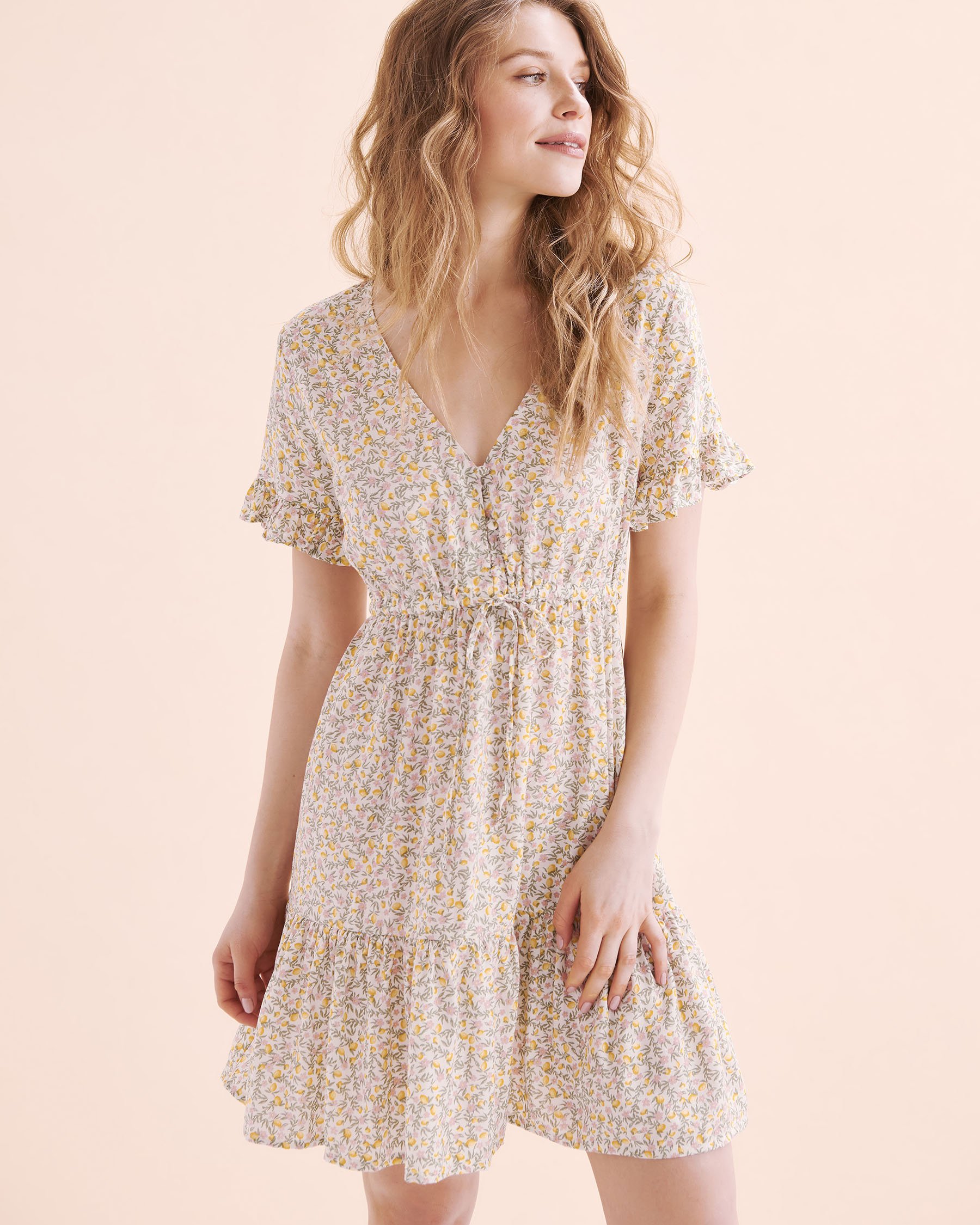 TROPIK Dobby Viscose Ruffle Dress Garden Lemon Print 02300150 - View6