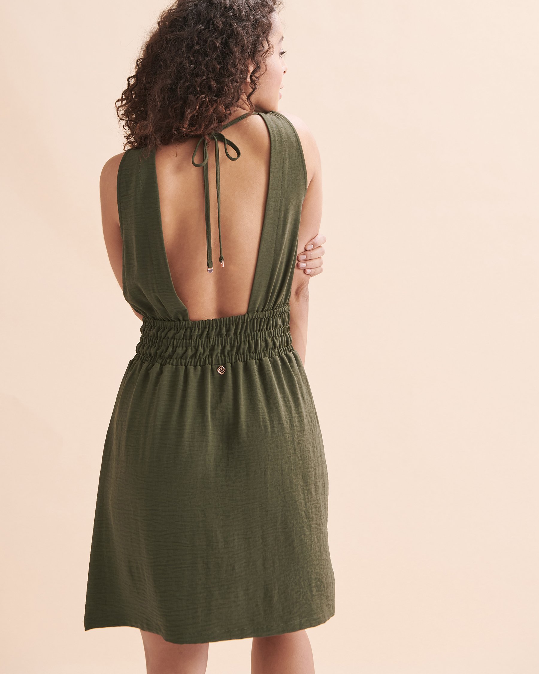 TURQUOISE COUTURE Plunge Short Dress Khaki 05300006 - View6