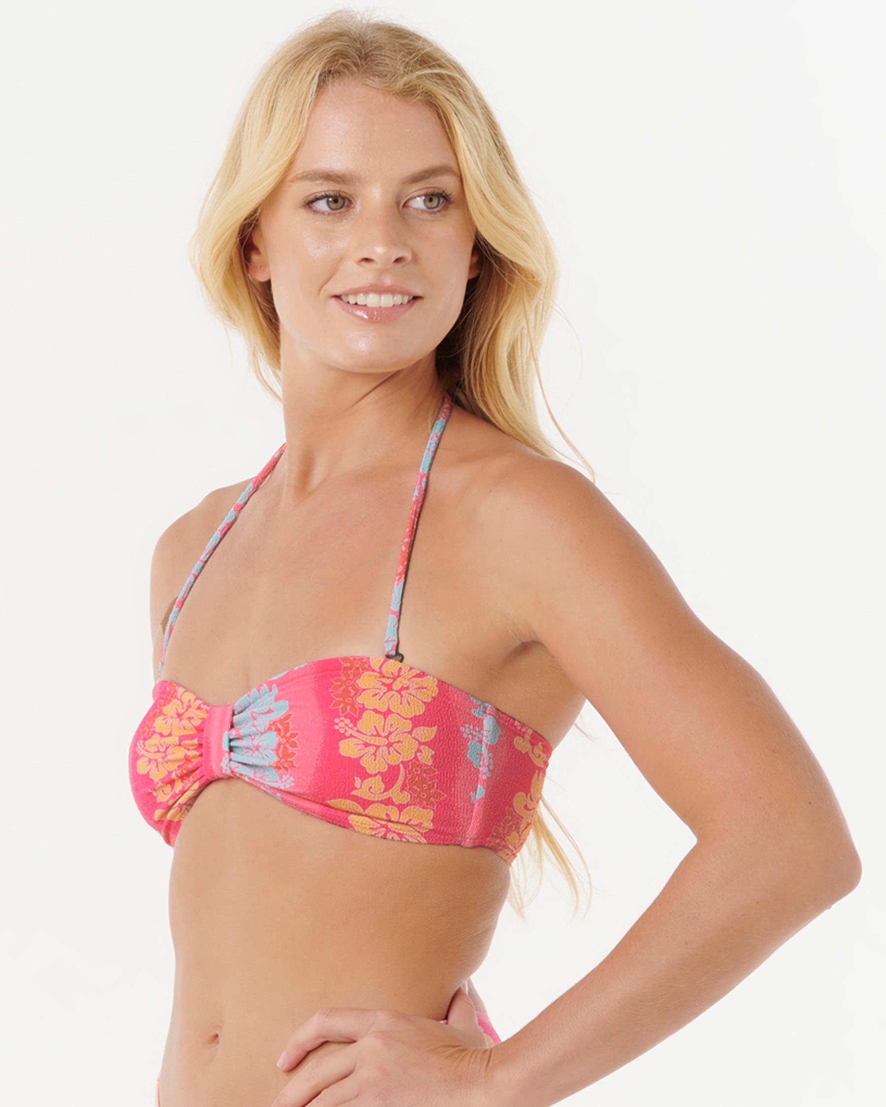 RIP CURL Wakiki Keepsakes Bandeau Bikini Top Pink 0QSWSW - View3