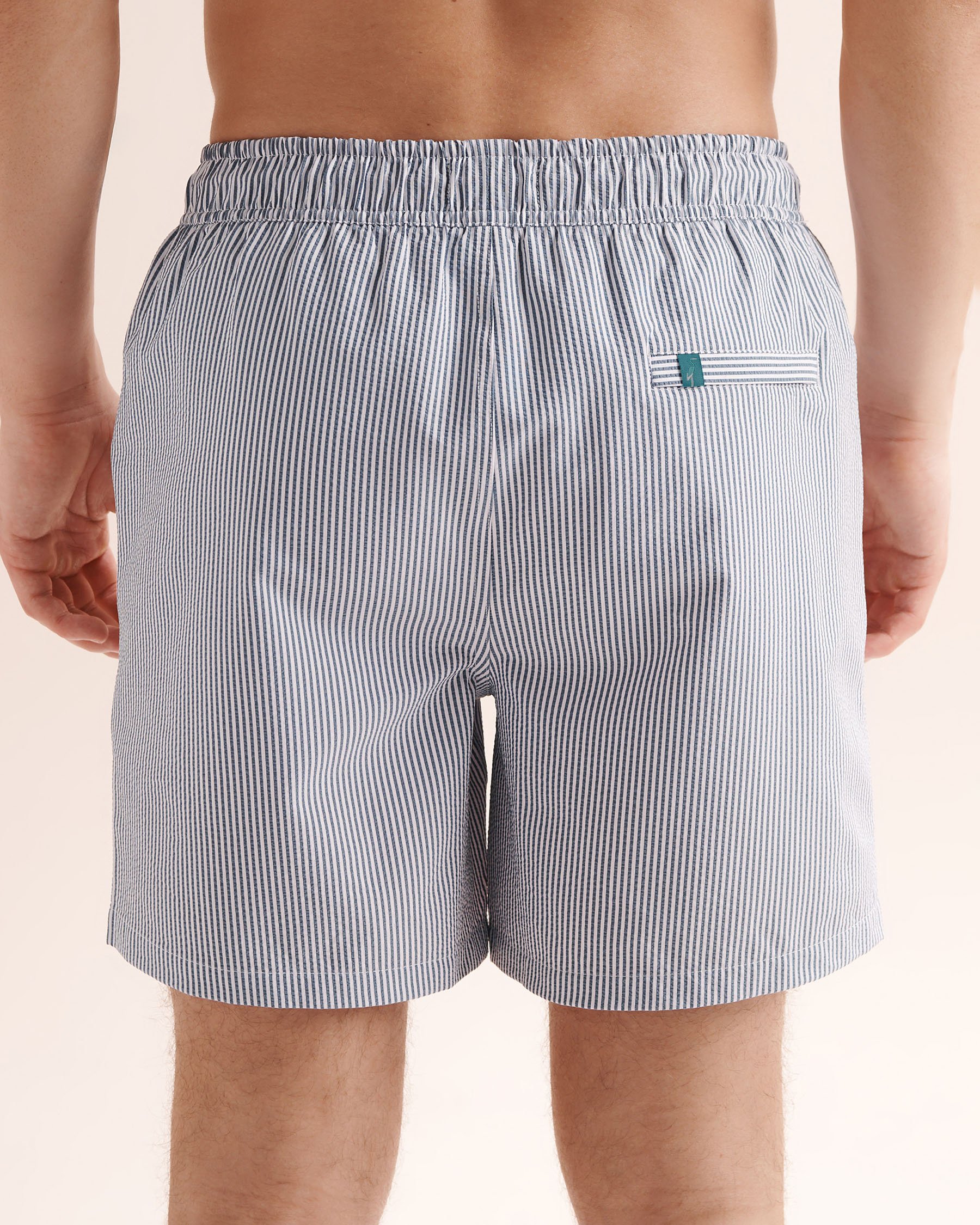 SHORELINE SEVEN Maillot volley seersucker 6'' avec doublure de compression ligné Bleu 03100091 - View6