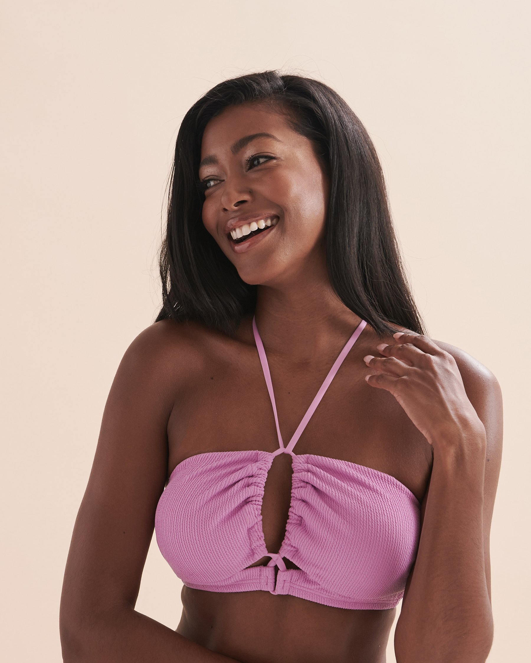 TROPIK Textured Bandeau Bikini Top Lilac 01100211 - View3