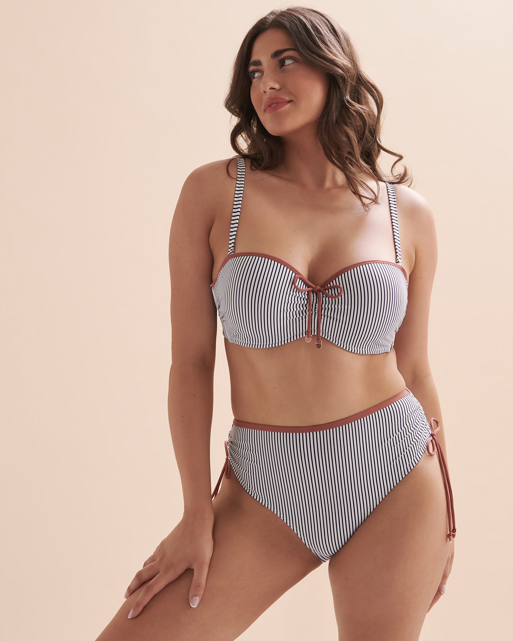TURQUOISE COUTURE Nautical Stripes D Cup Bandeau Bikini Top Nautical stripes 01200058 - View6