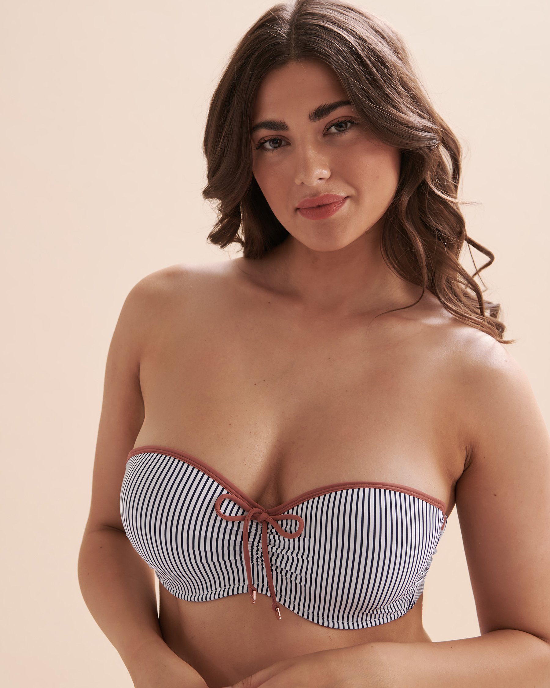 TURQUOISE COUTURE Nautical Stripes D Cup Bandeau Bikini Top Nautical stripes 01200058 - View9