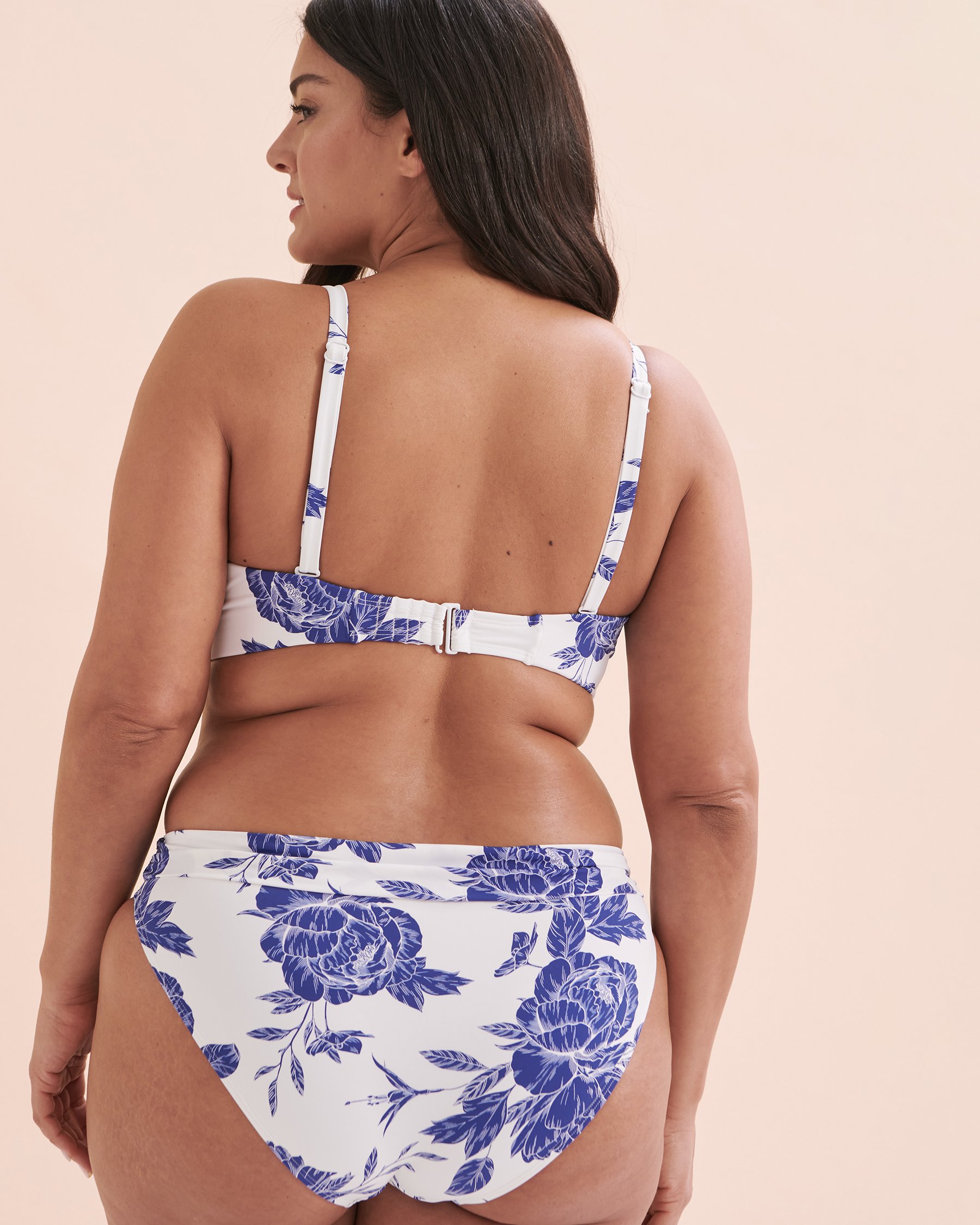 TURQUOISE COUTURE Floral D Cup Bandeau Bikini Top White & Blue Floral 01200061 - View5