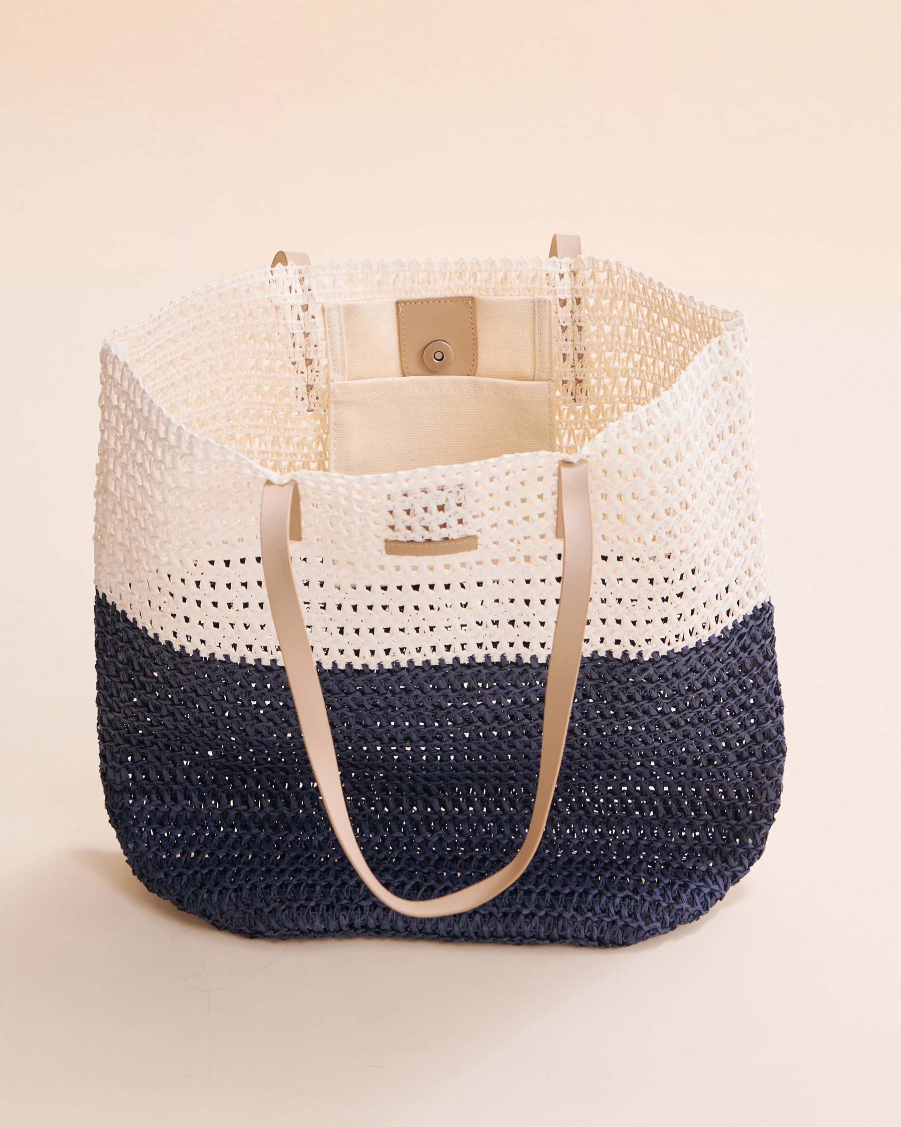 TROPIK Two Tone Beach Bag White/Navy NB3-49 - View2