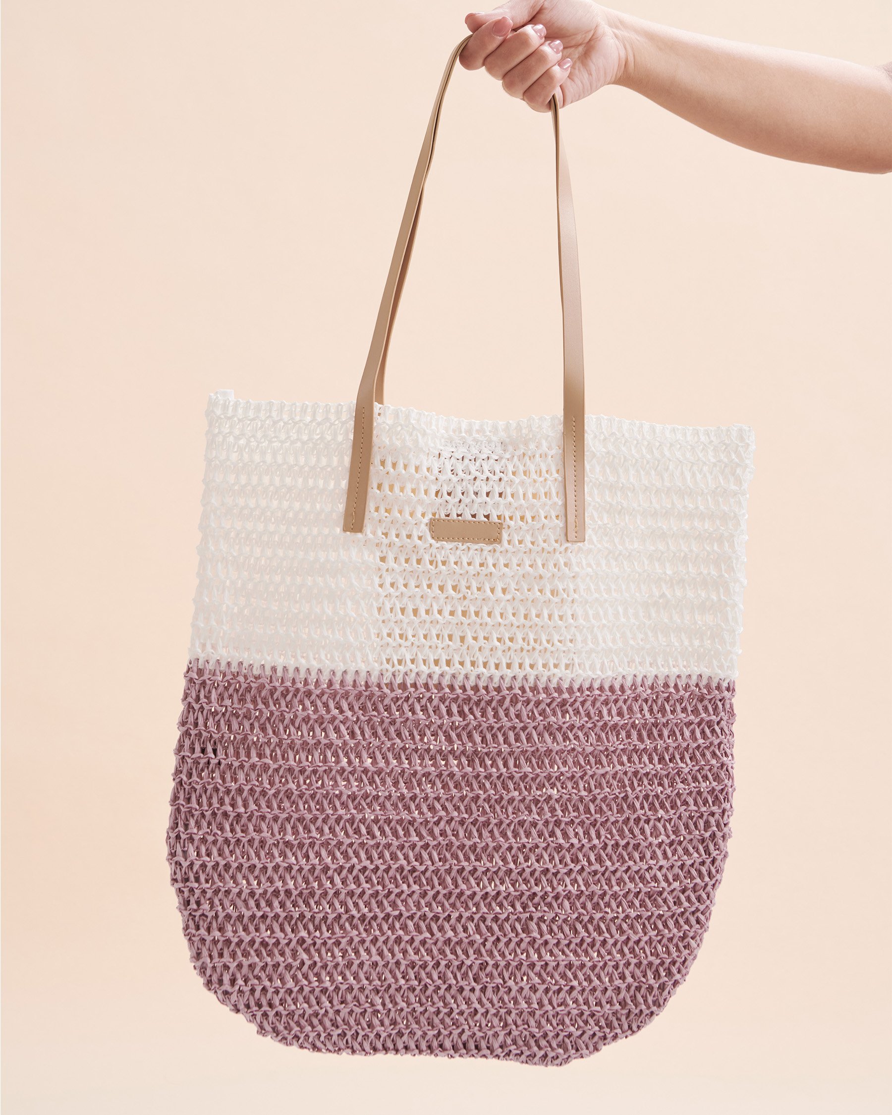 TROPIK Two Tone Beach Bag White/Mauve NB3-49 - View1