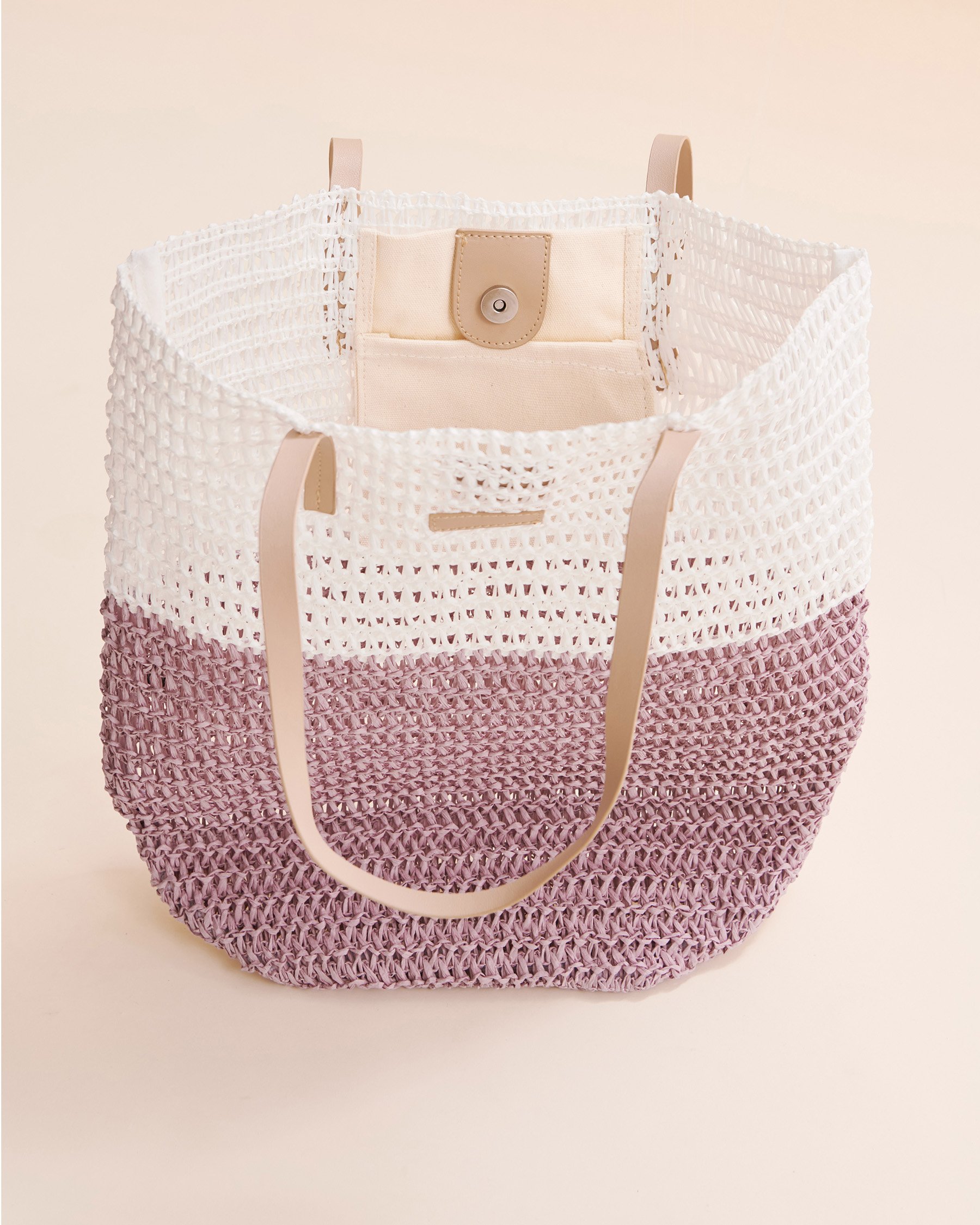 TROPIK Two Tone Beach Bag White/Mauve NB3-49 - View2