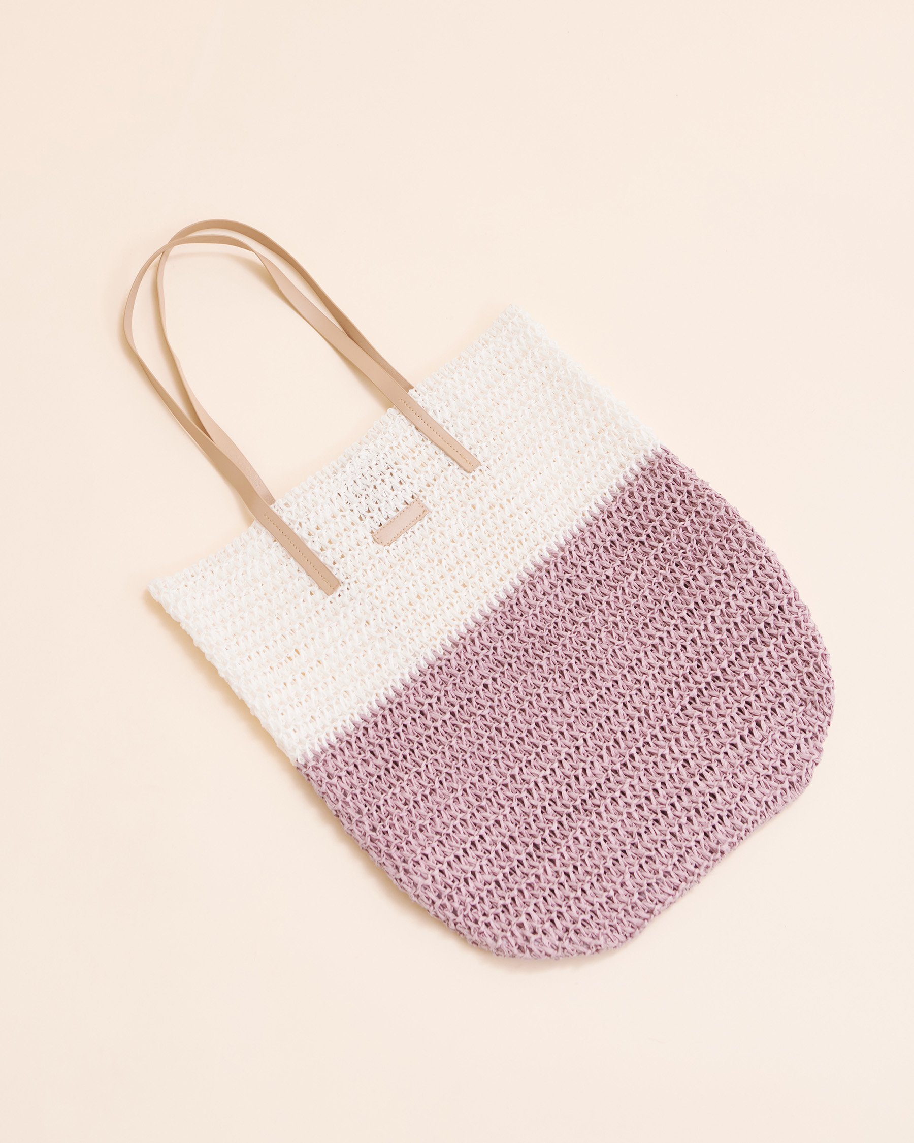 TROPIK Two Tone Beach Bag White/Mauve NB3-49 - View3