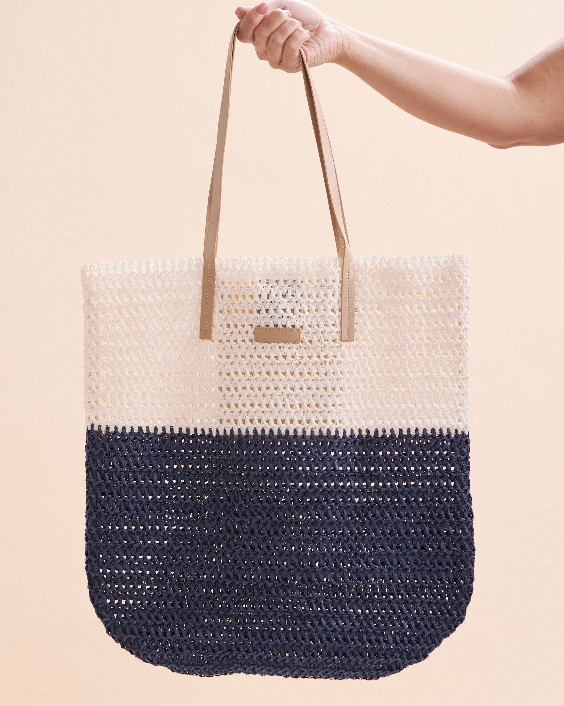 TROPIK Two Tone Beach Bag White/Navy NB3-49 - View1