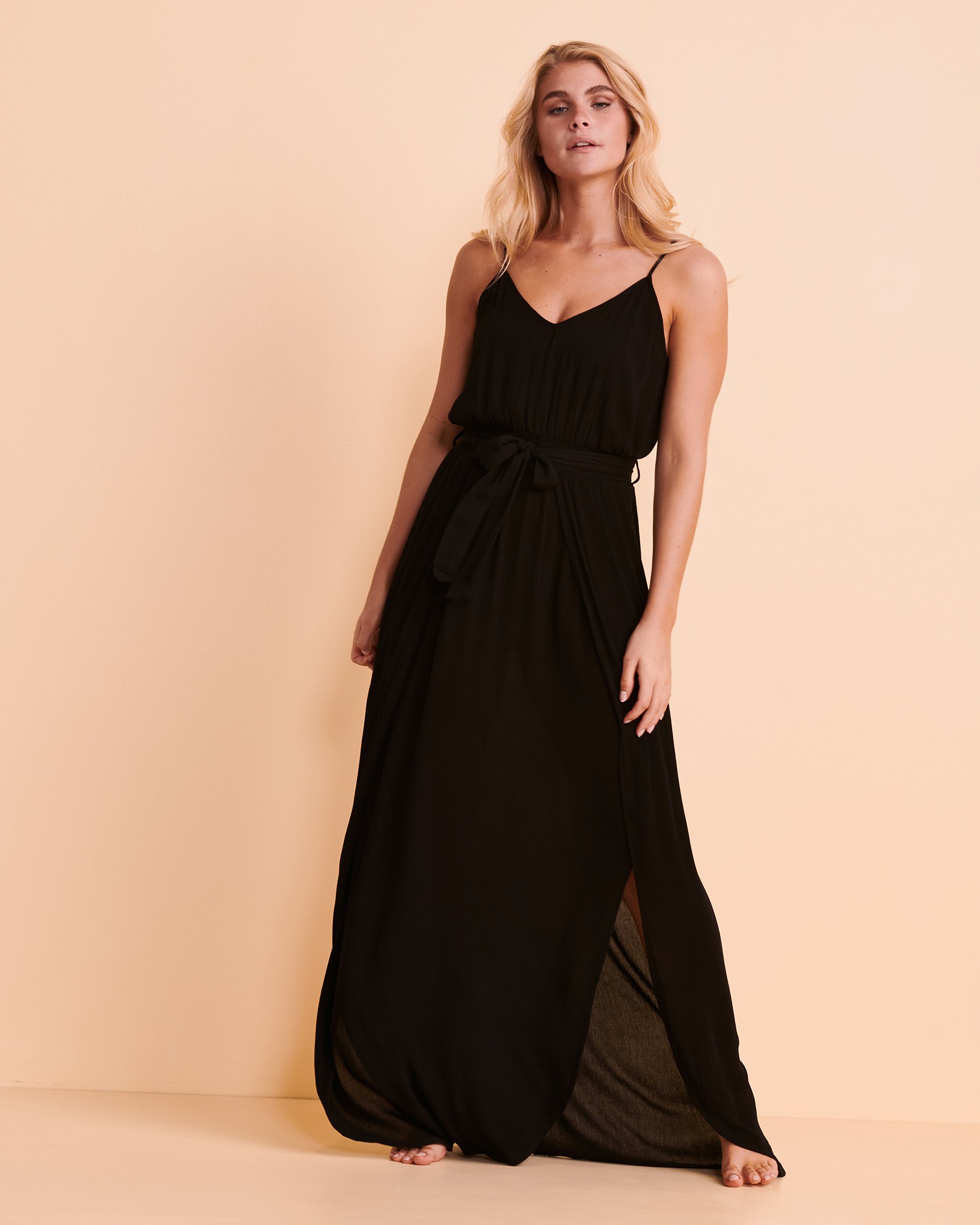TROPIK Robe maxi drapée Noir 02300043 - Voir5