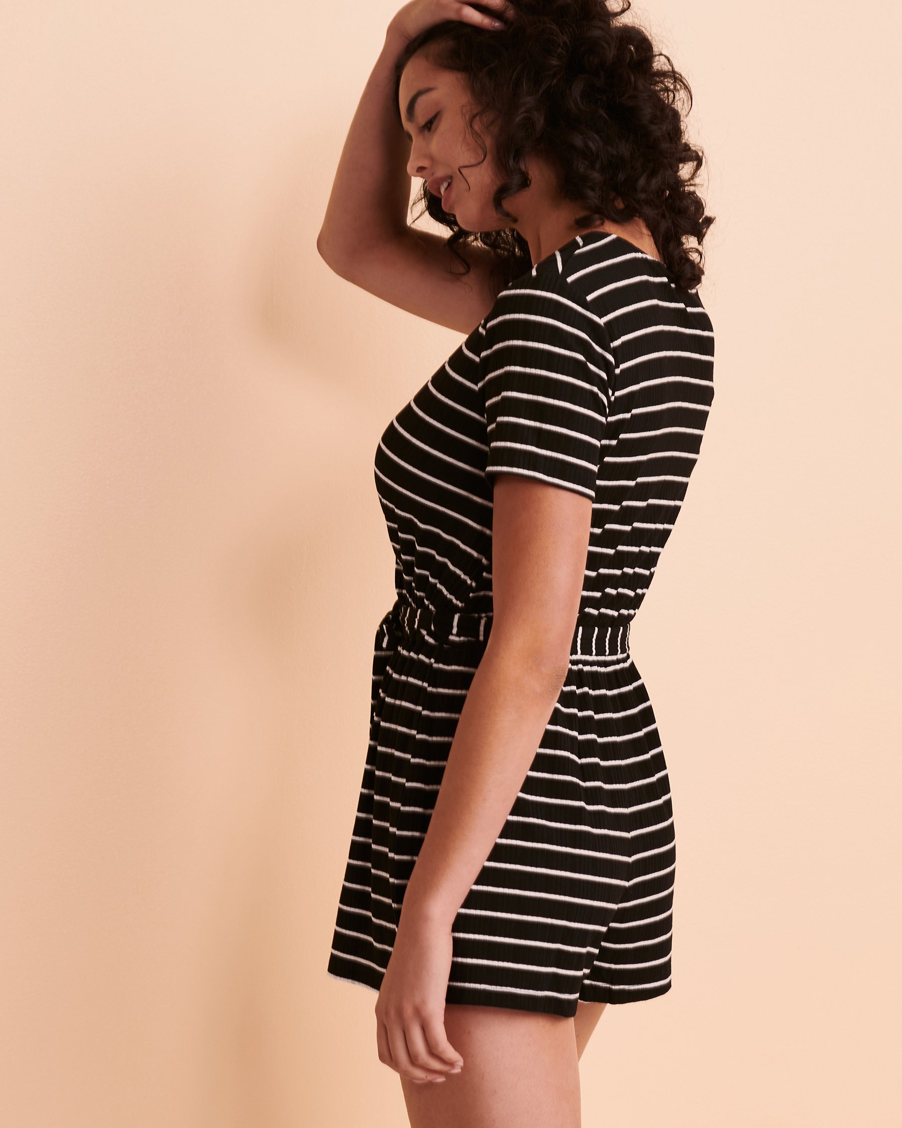 TROPIK Combi-short à manches courtes Rayures noires et blanches 02300030 - Voir2
