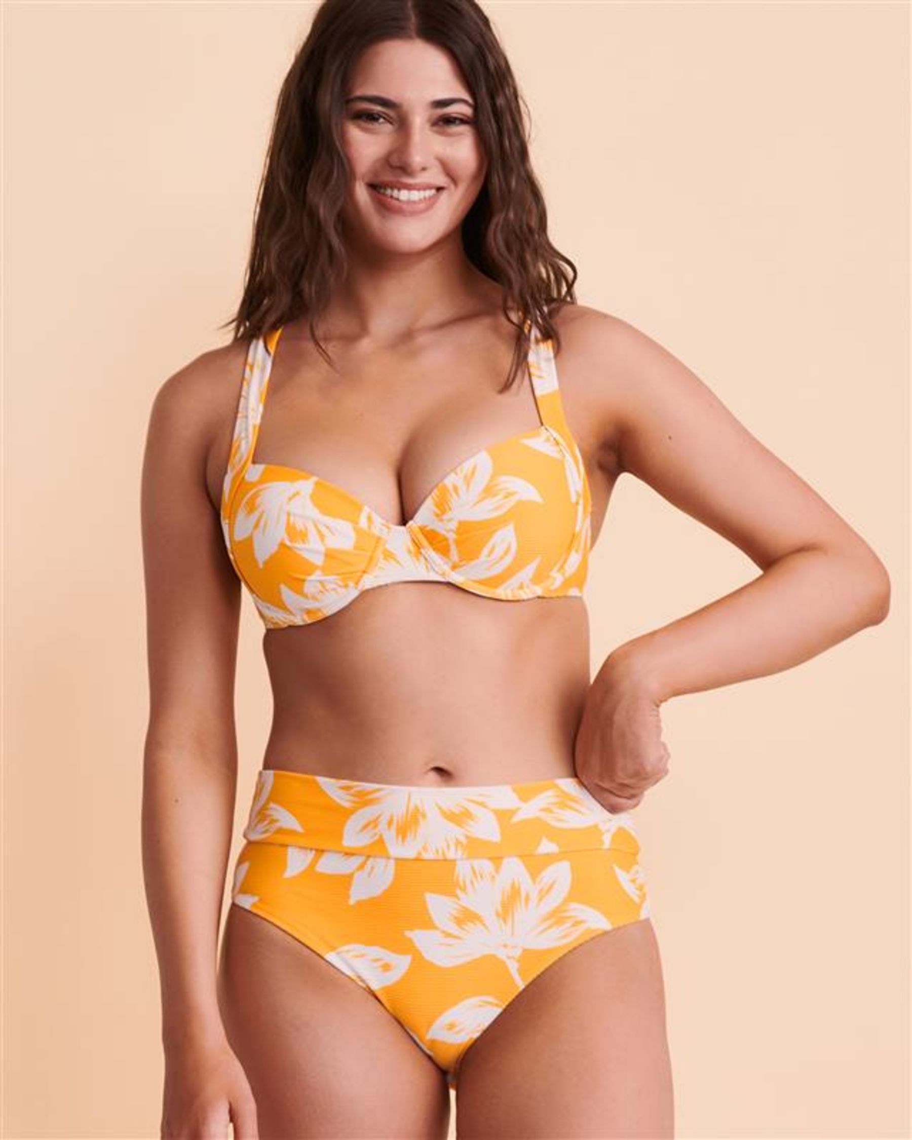 SKYE Bas de bikini taille haute Rachel ANGUILLA Imprimé jaune SK70554 - View3
