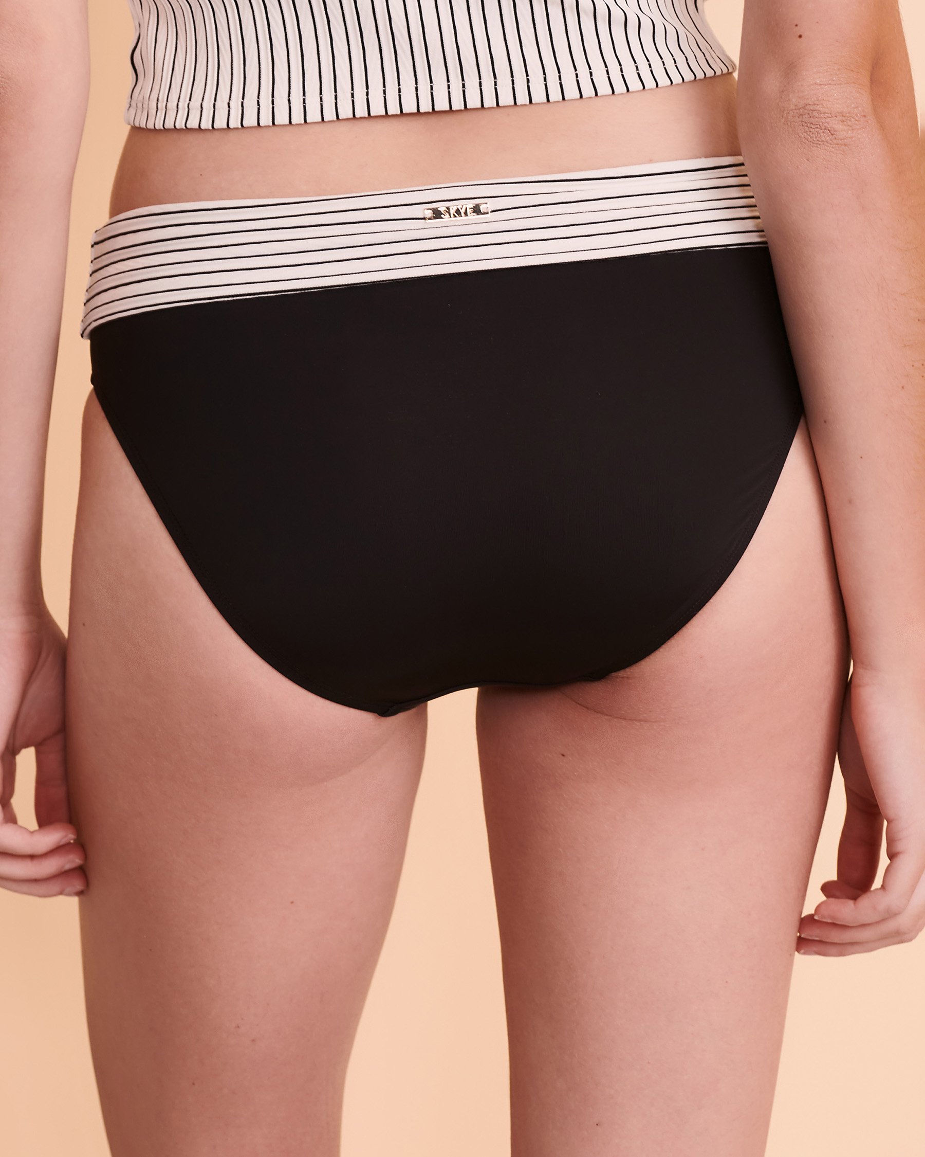 SKYE EMOTION Foldable Waistband Bikini Bottom Black and white stripes SK72338 - View2