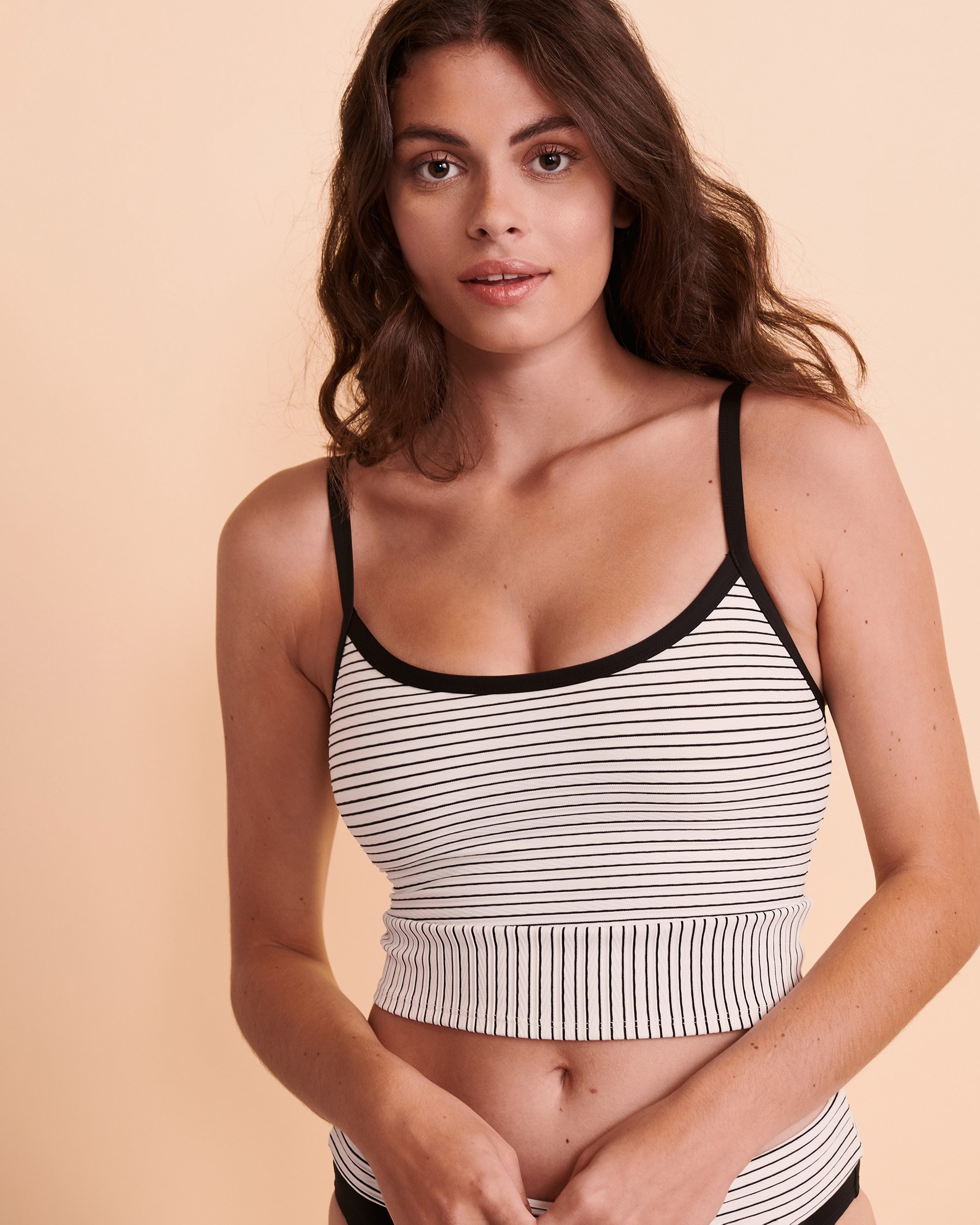 SKYE EMOTION Michelle Crop Cami Bikini Top Black and white stripes SK723169 - View3