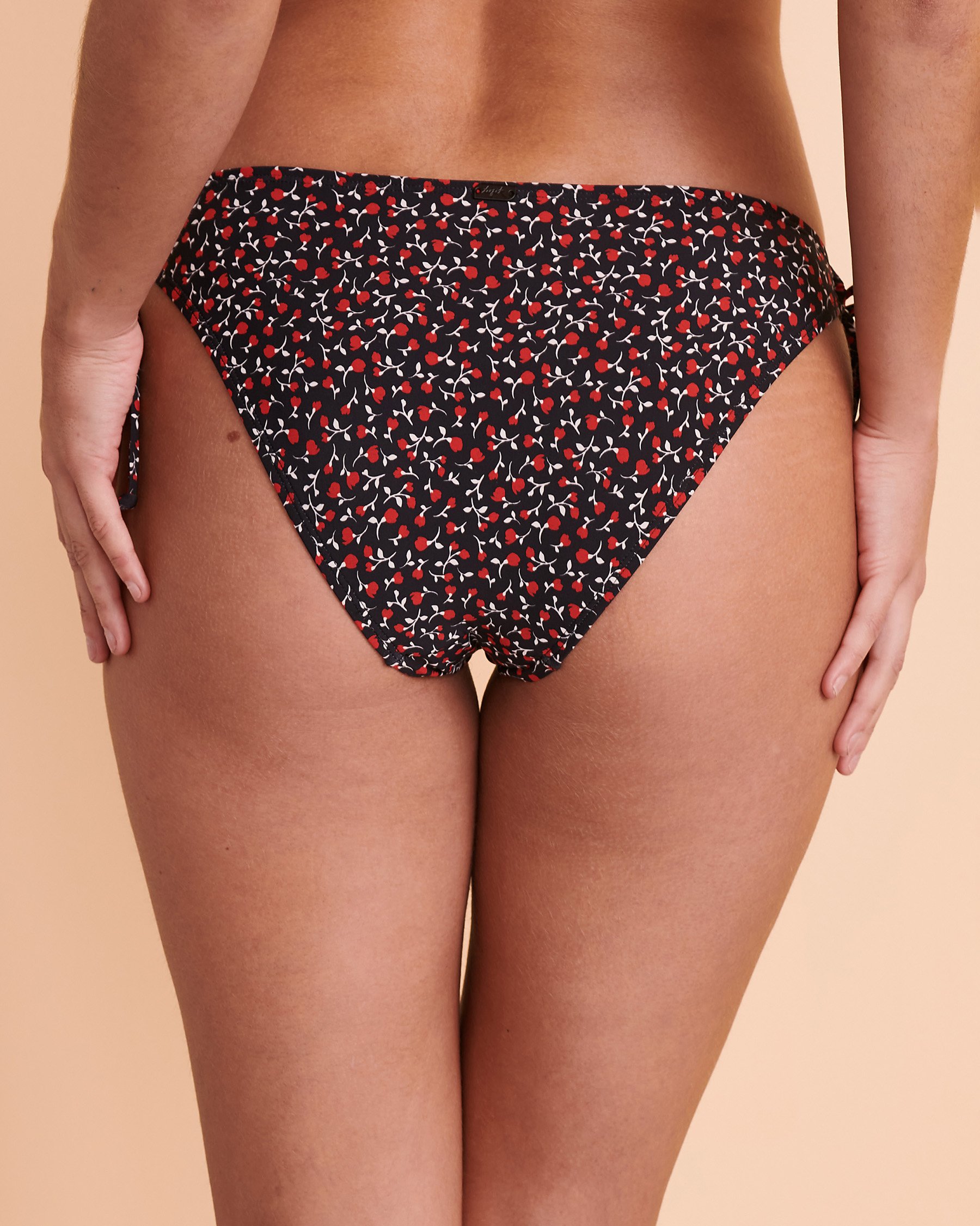 TROPIK FLOWERING Brazilian Bikini Bottom Black and red flowers 01300065 - View2