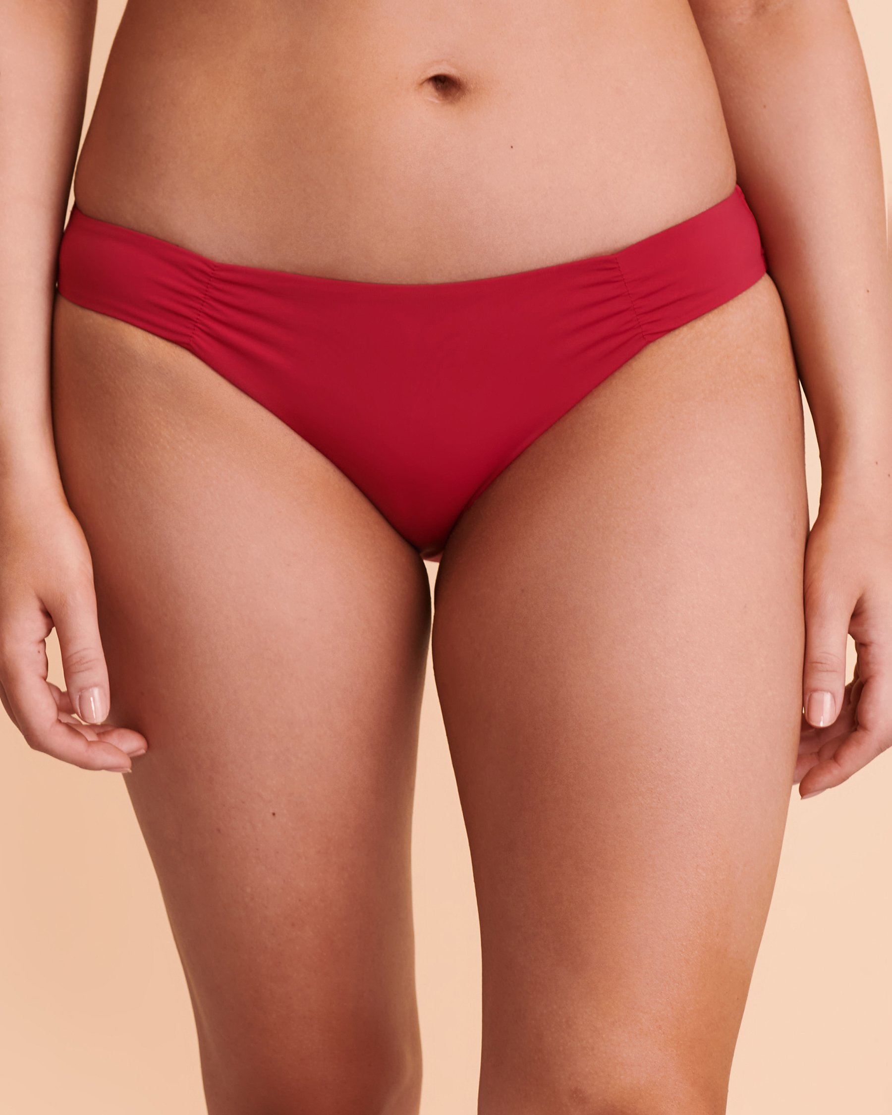 QUINTSOUL SOLID Lily Ruched Bikini Bottom Sangria W15195664 - View1