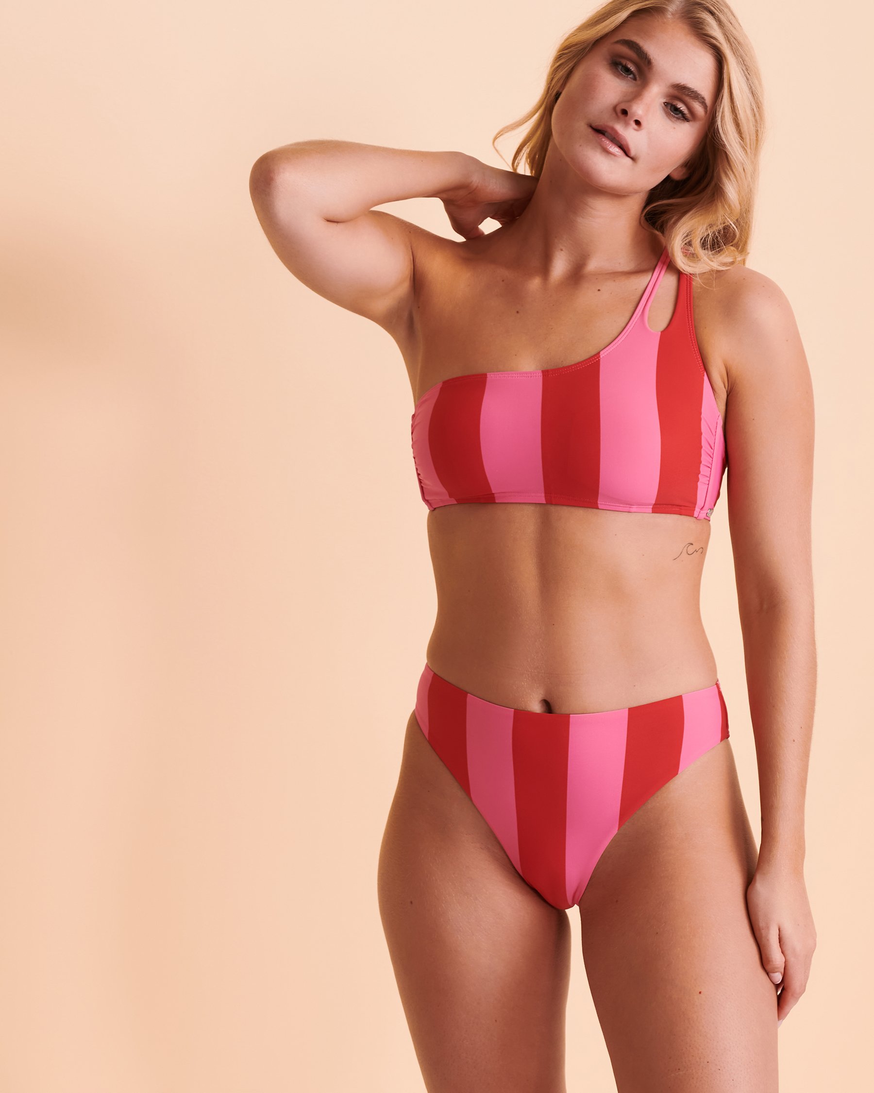 TROPIK BRIGHT STRIPE One Shoulder Bandeau Bikini Top Bright stripes 01100067 - View3